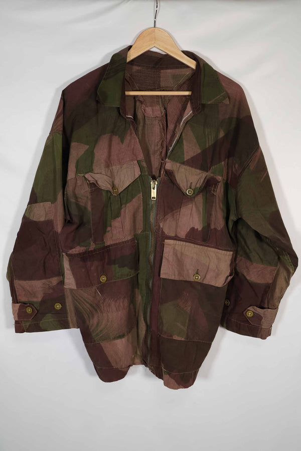 Real 1940s WWII British Army Windproof Camouflage Indochina War Zipper Custom Jacket Used