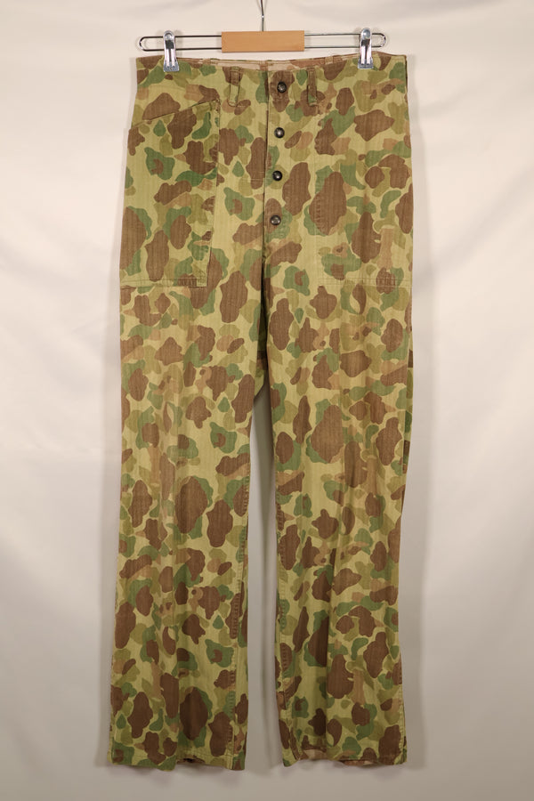 Real WWII USMC P42 HBT Frogskin camo, faded, used.