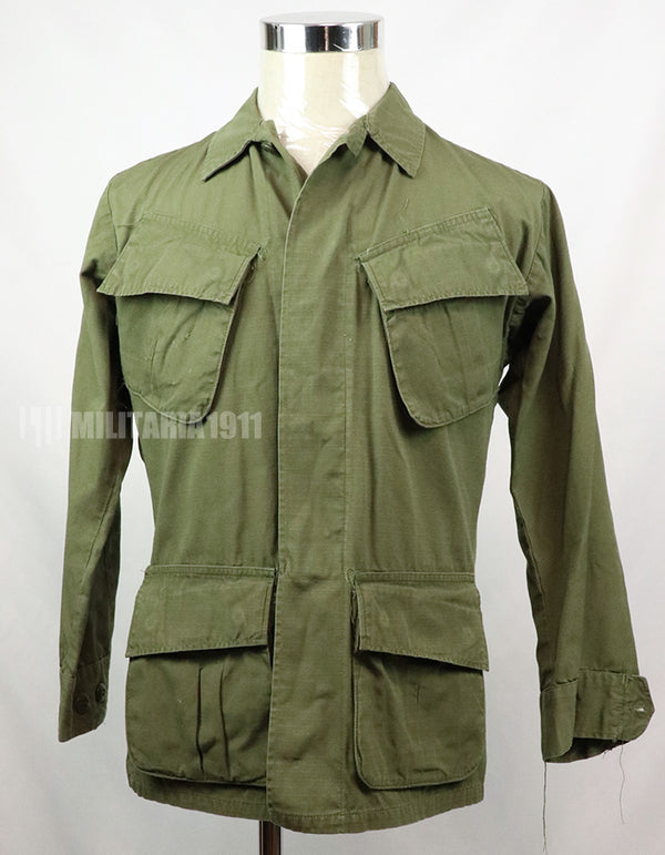 Original Late model, ripstop fabric, jungle fatigues, X-S-S, 1970, missing button, damaged.