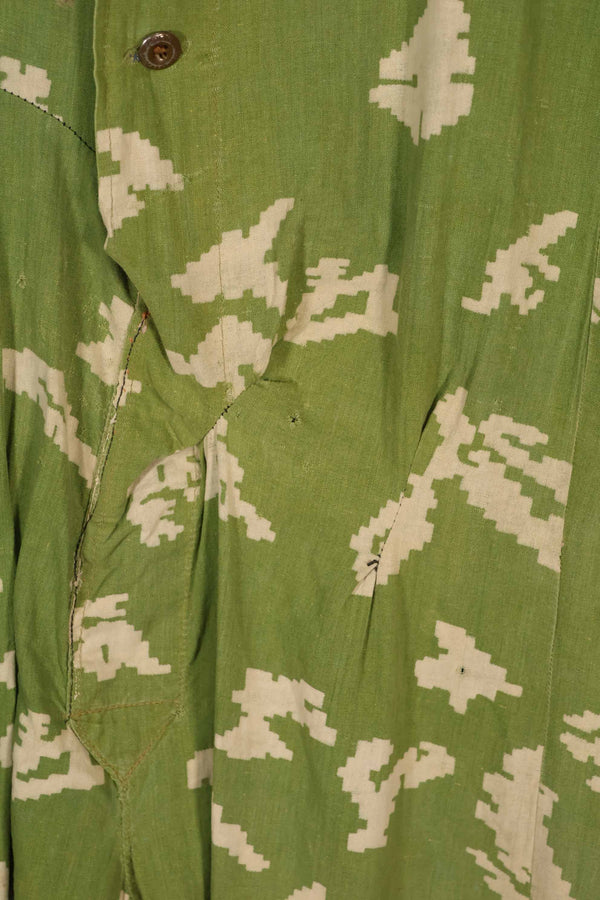 Real 1980s Soviet Russia KLMK camouflage coveralls, used, torn, repaired.