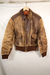 1940's size 46, maker unknown, USAAF A-2 flight jacket, damaged condition, used.