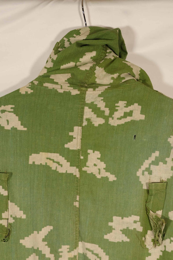 Real 1980s Soviet Russia KLMK camouflage coveralls, used, torn, repaired.