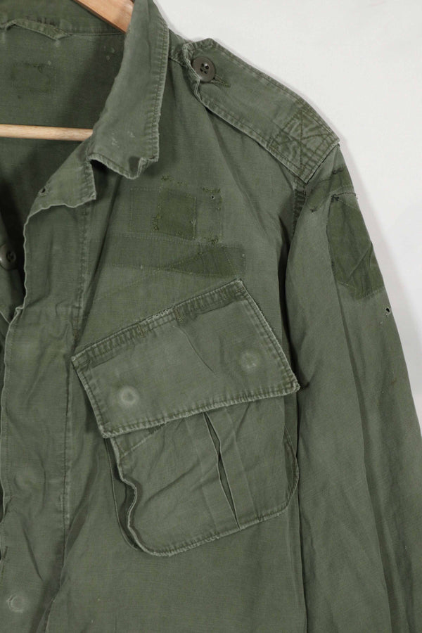 Real 2nd Model Jungle Fatigue Jacket, stains, patch marks, used, B