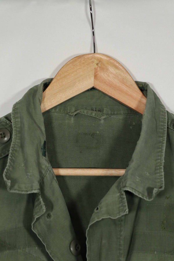 Real 2nd Model Jungle Fatigue Jacket, stains, patch marks, used, B