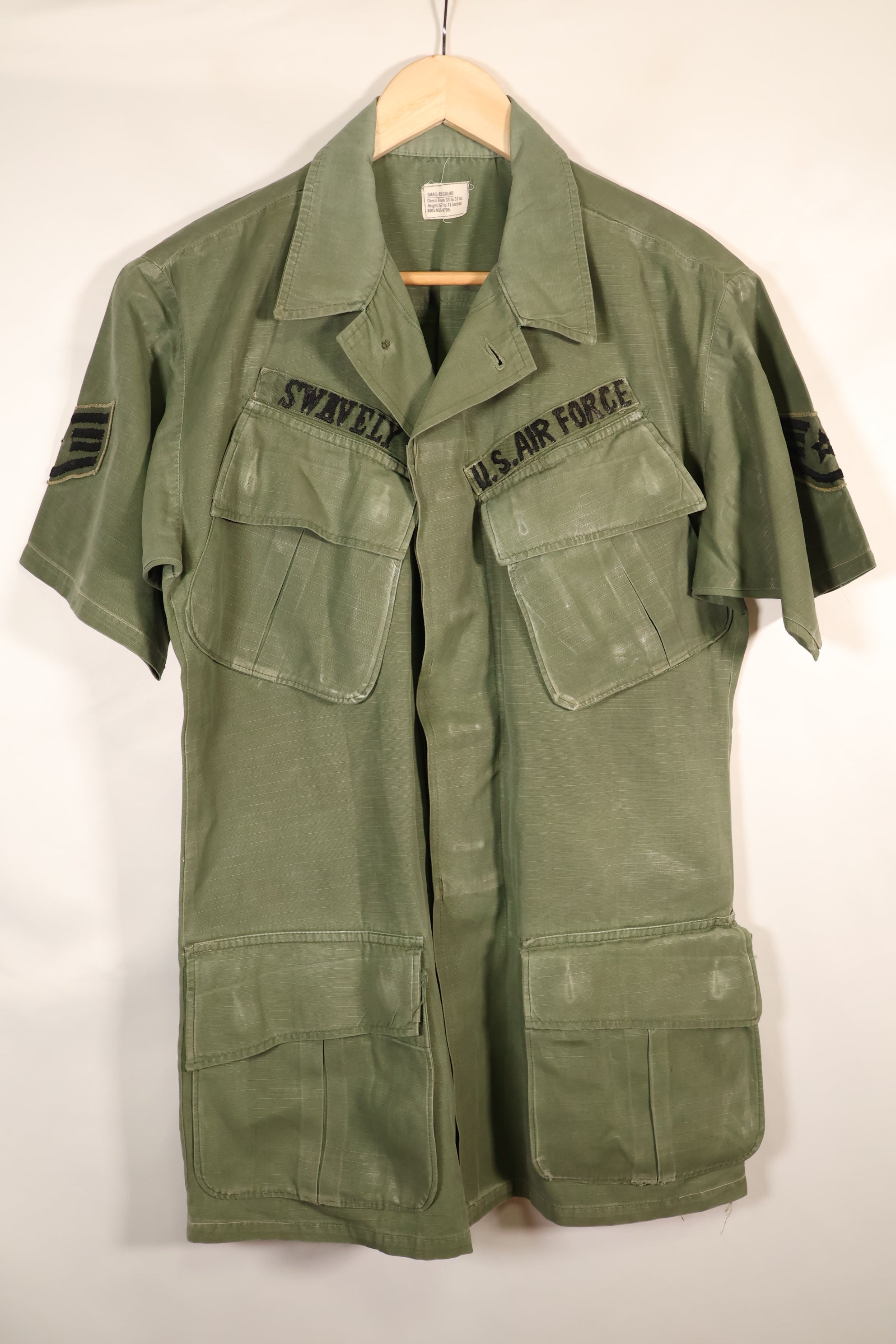 1968 Contract, S-R, USAF, 4th Model Jungle Fatigue Jacket, Short-Sleeve Custom, Used