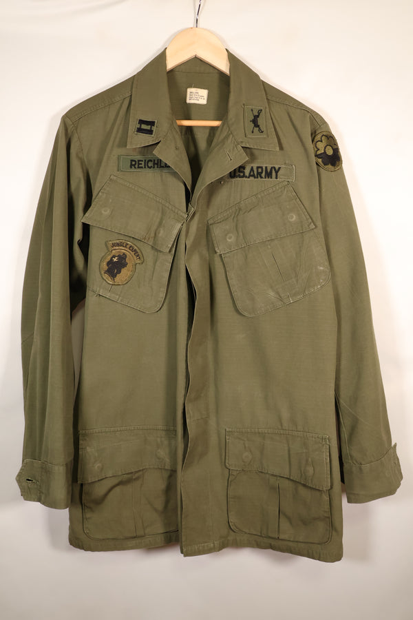Late 1960s, S-L, U.S. Military, 4th Model Jungle Fatigue Jacket, with added patches, used