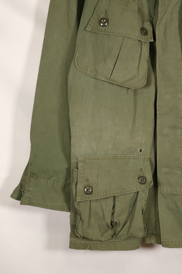 Estimated 1963, Estimated S-S 1st Model Jungle Fatigue Jacket, Scratched, Used.