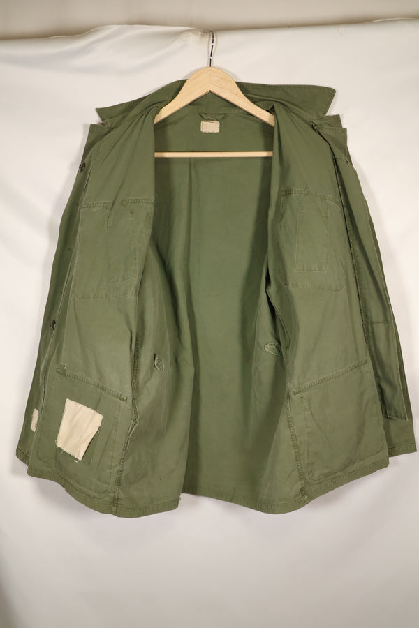 Estimated 1963, Estimated S-S 1st Model Jungle Fatigue Jacket, Scratched, Used.