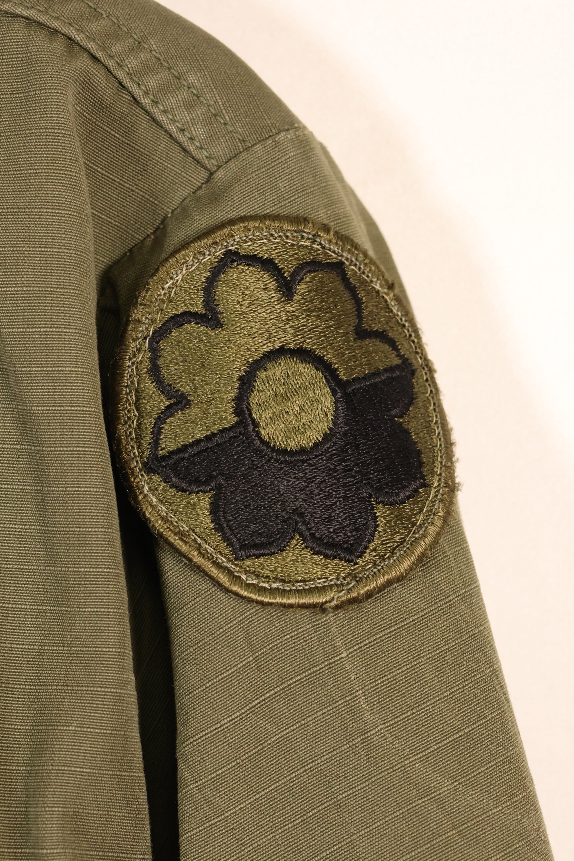 Late 1960s, S-L, U.S. Military, 4th Model Jungle Fatigue Jacket, with added patches, used