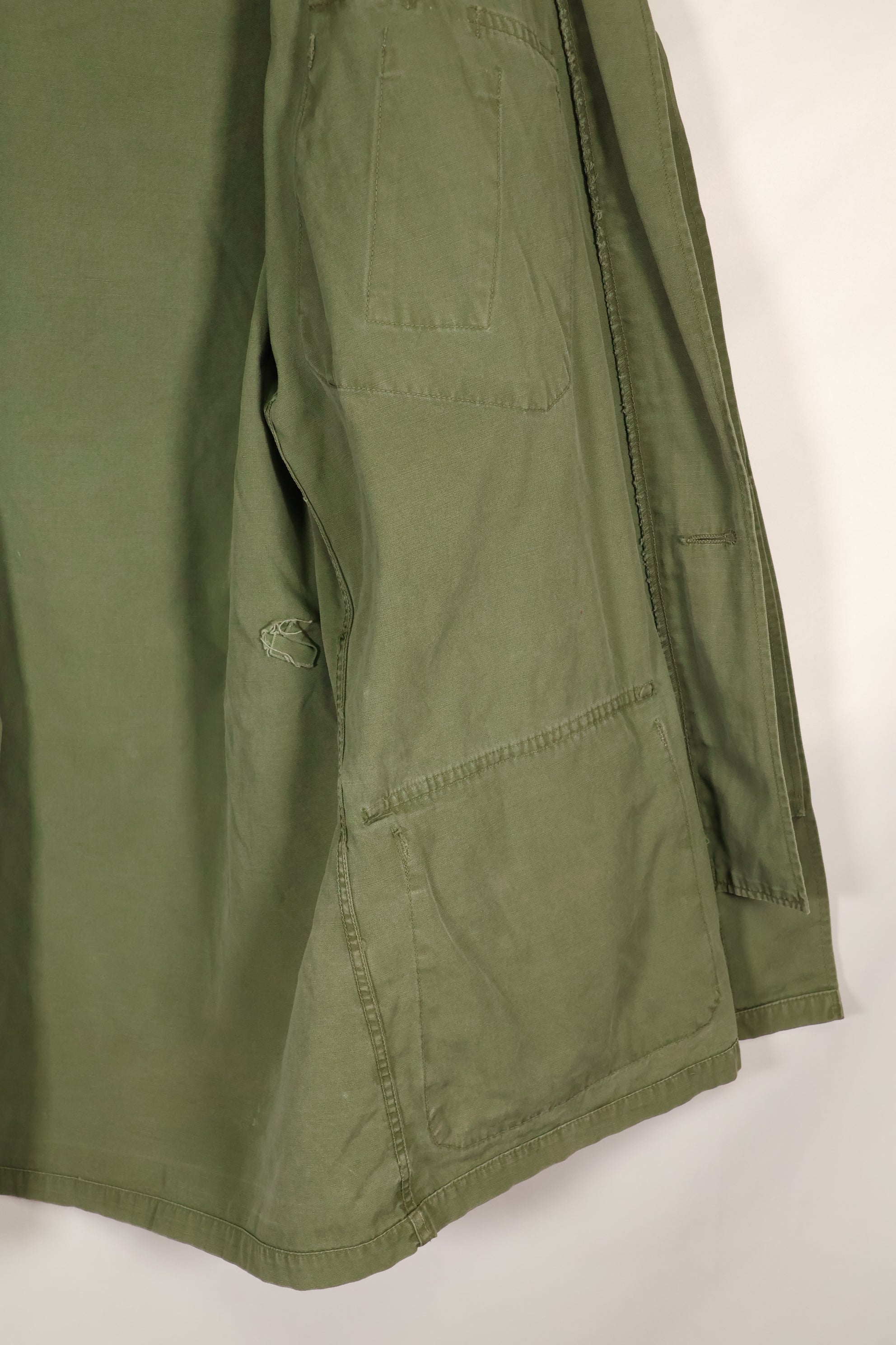 Estimated 1963, Estimated S-S 1st Model Jungle Fatigue Jacket, Scratched, Used.