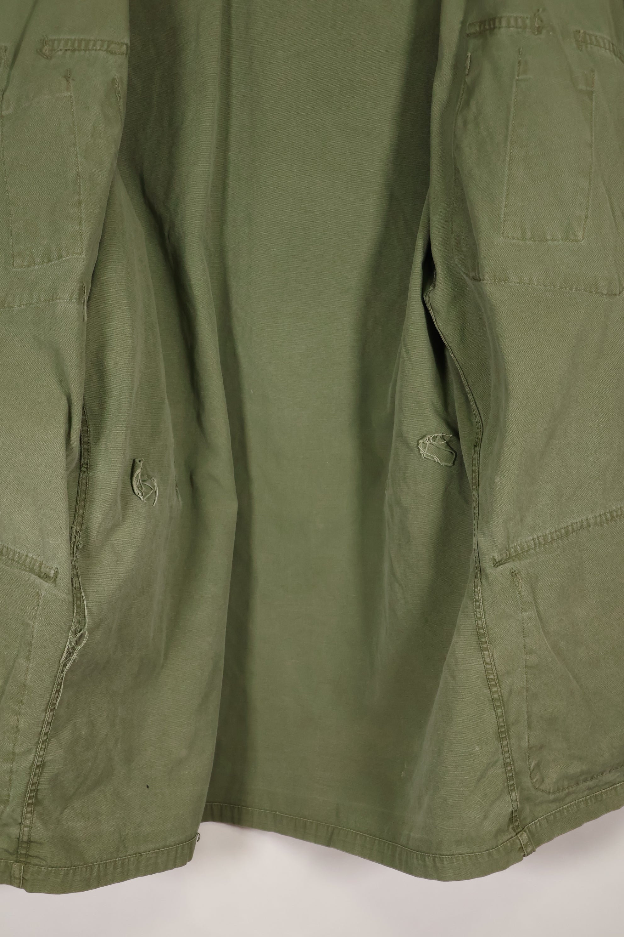 Estimated 1963, Estimated S-S 1st Model Jungle Fatigue Jacket, Scratched, Used.