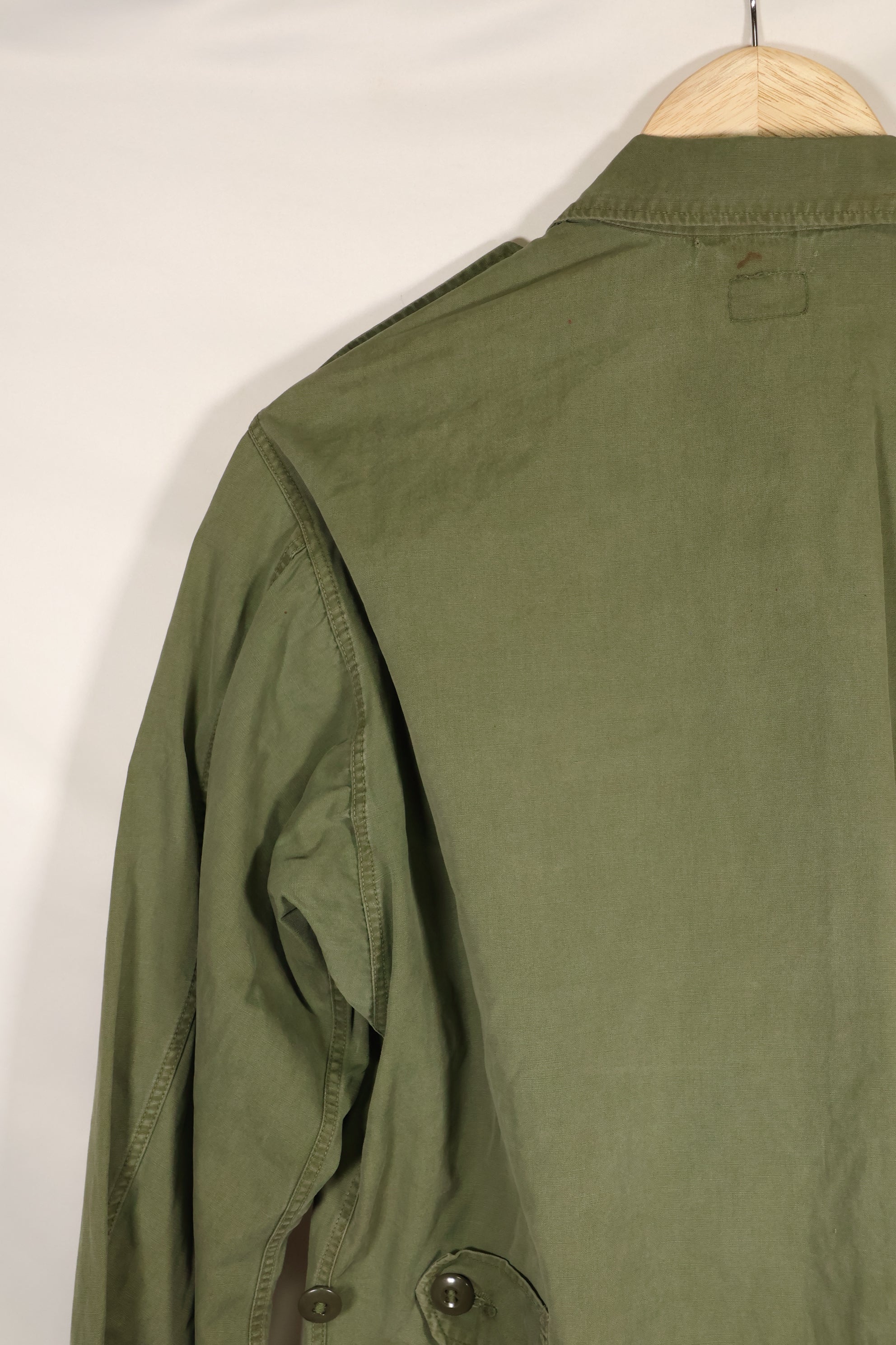Estimated 1963, Estimated S-S 1st Model Jungle Fatigue Jacket, Scratched, Used.