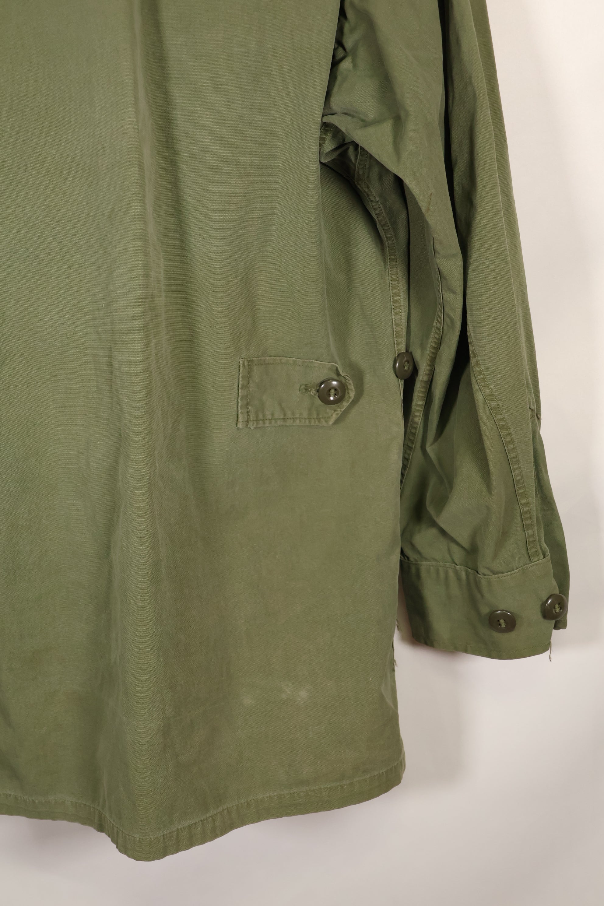 Estimated 1963, Estimated S-S 1st Model Jungle Fatigue Jacket, Scratched, Used.