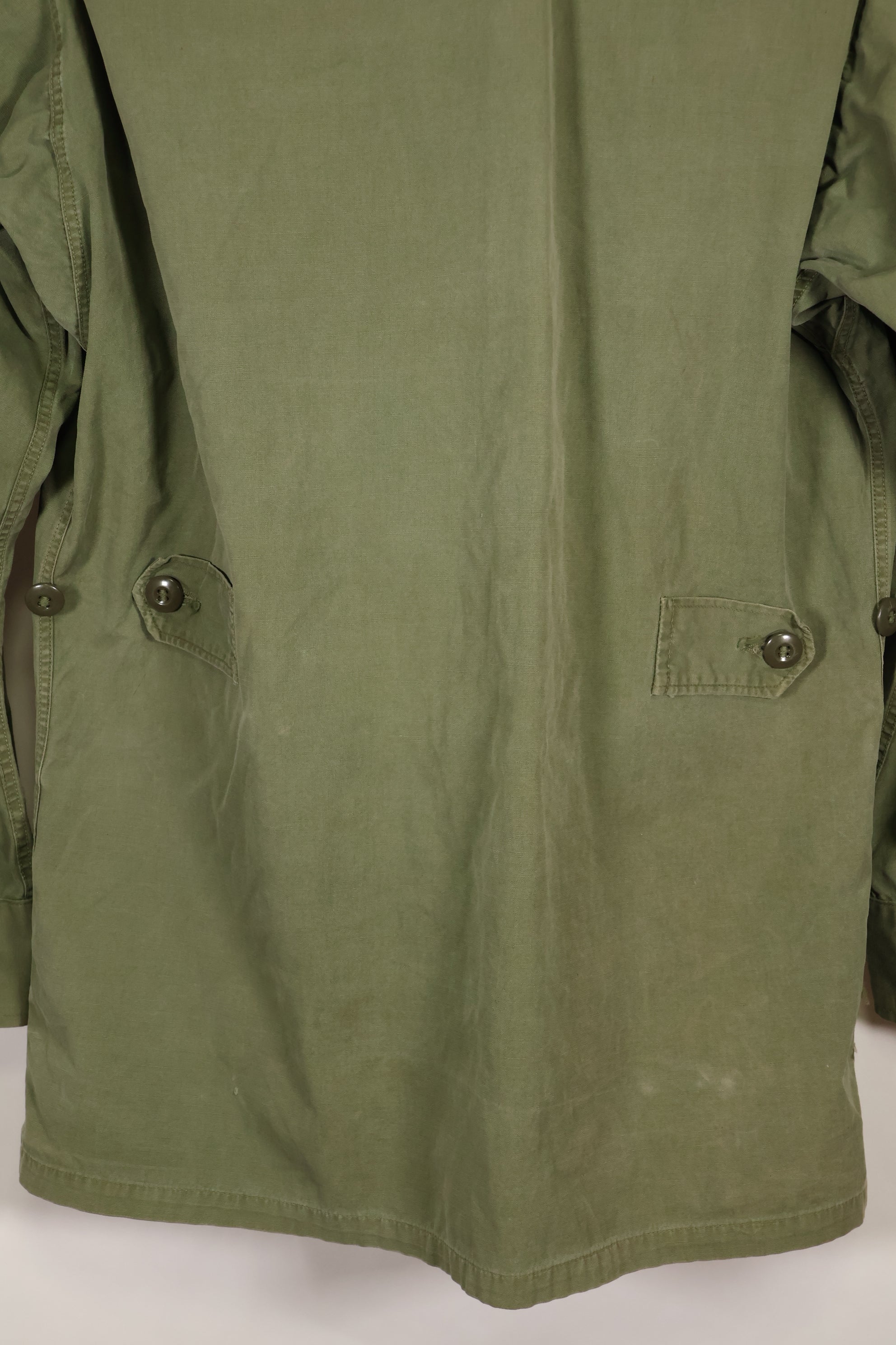 Estimated 1963, Estimated S-S 1st Model Jungle Fatigue Jacket, Scratched, Used.