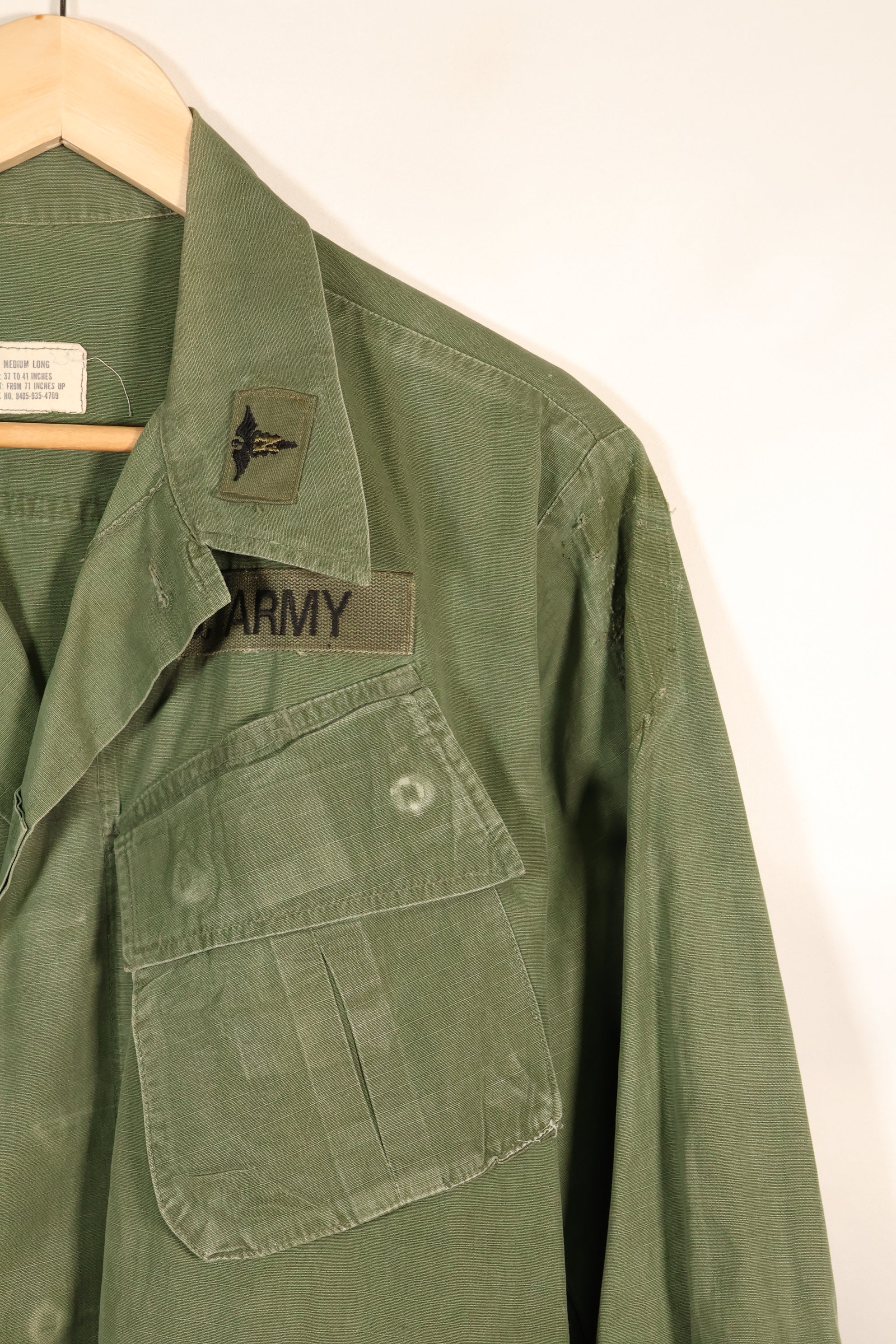 1969 Contract, M-L, 4th Model Jungle Fatigue Jacket, Patches Added Later, Used