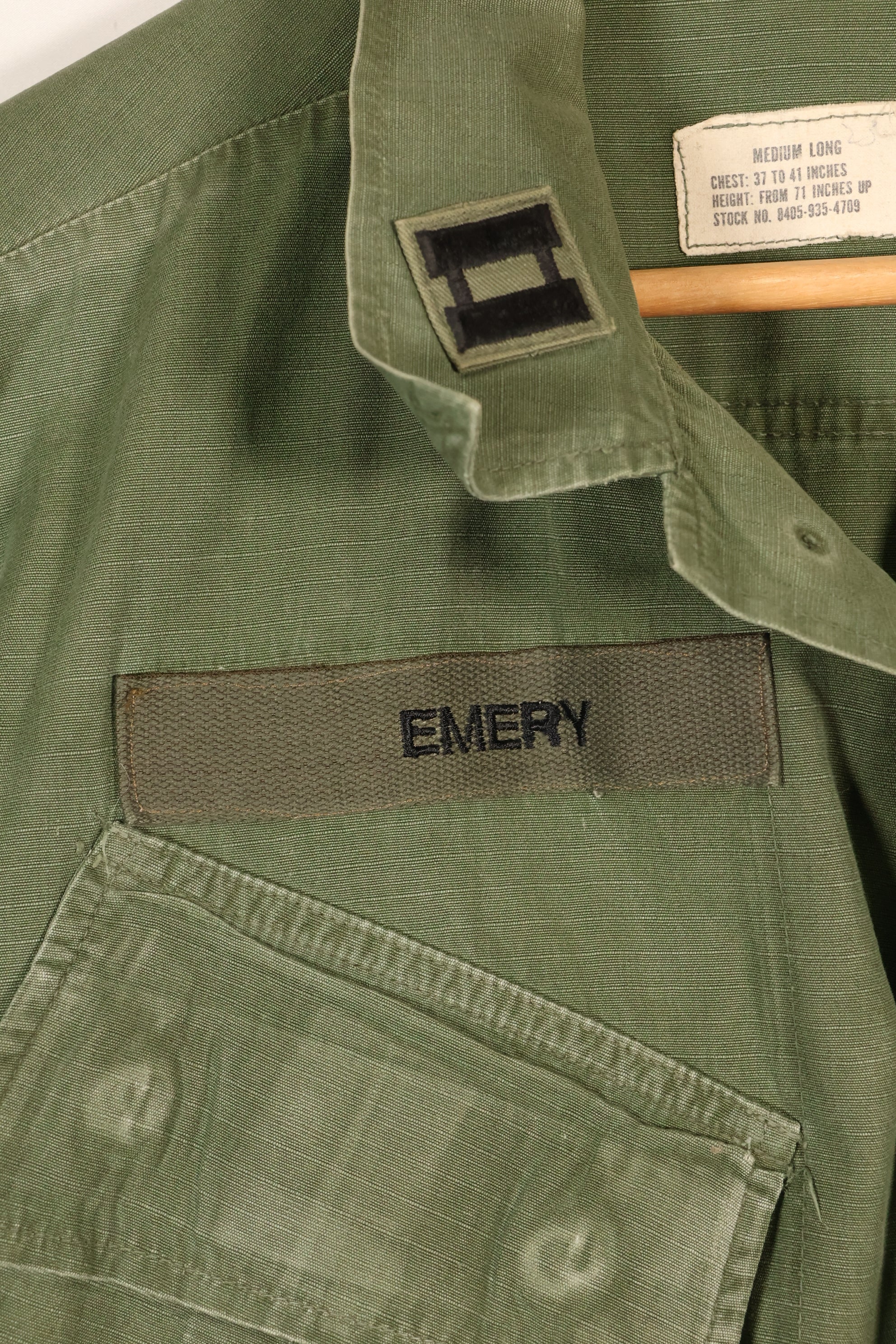 1969 Contract, M-L, 4th Model Jungle Fatigue Jacket, Patches Added Later, Used