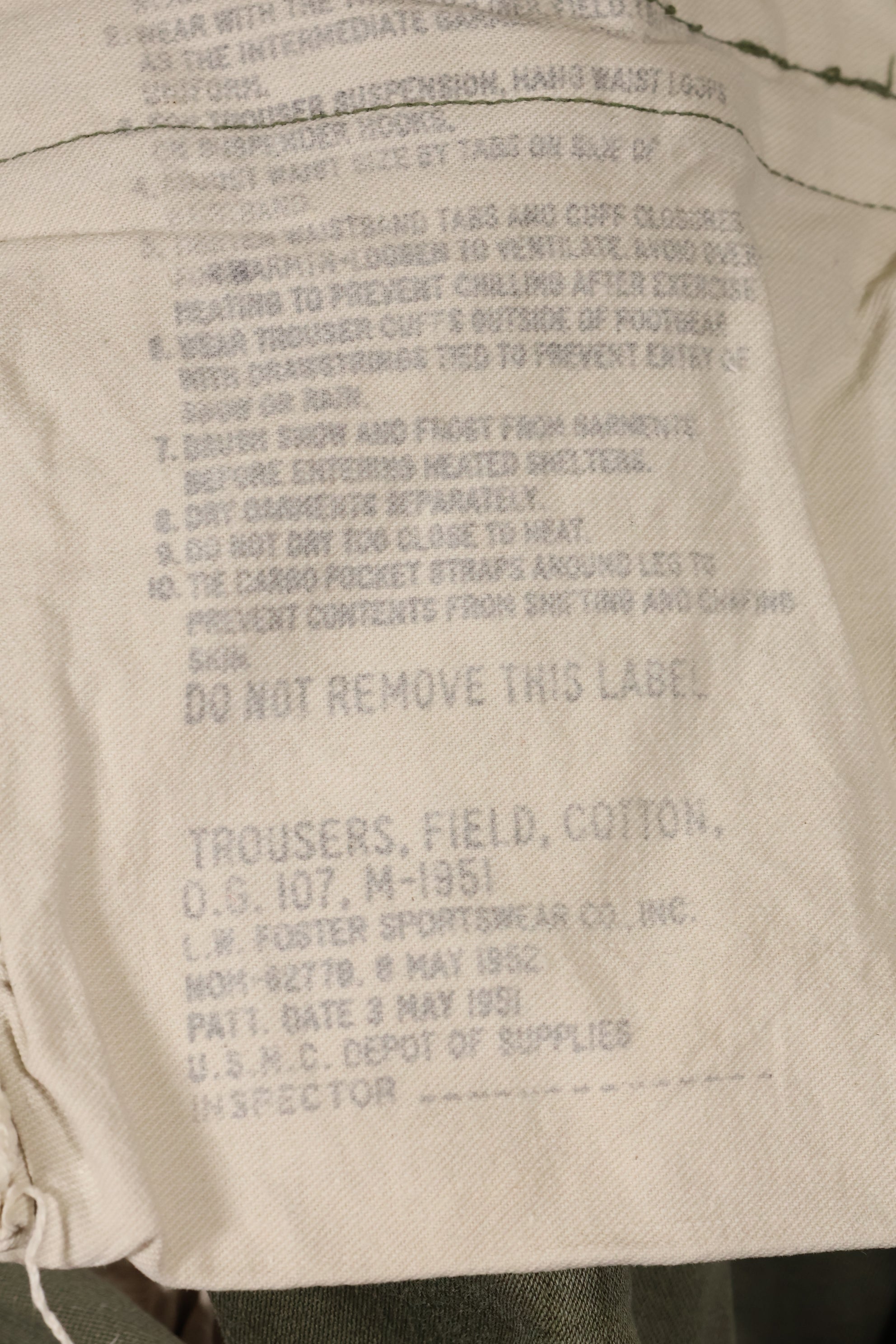 Real 1950s U.S. Army M51 Cotton Field Pants Used M-R