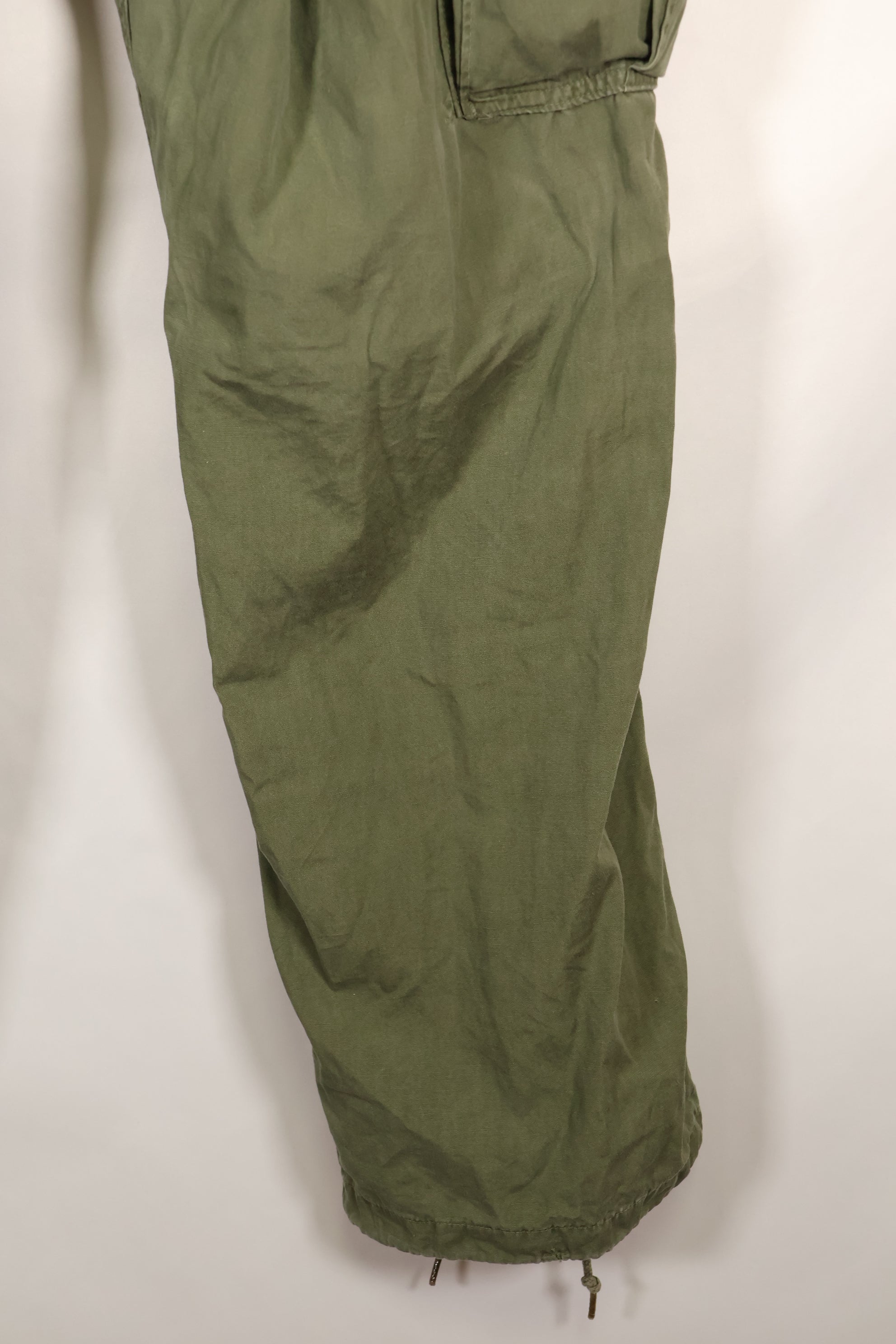 Estimated circa 1965 M-R 2nd Model Jungle Fatigue pants, faded, used.
