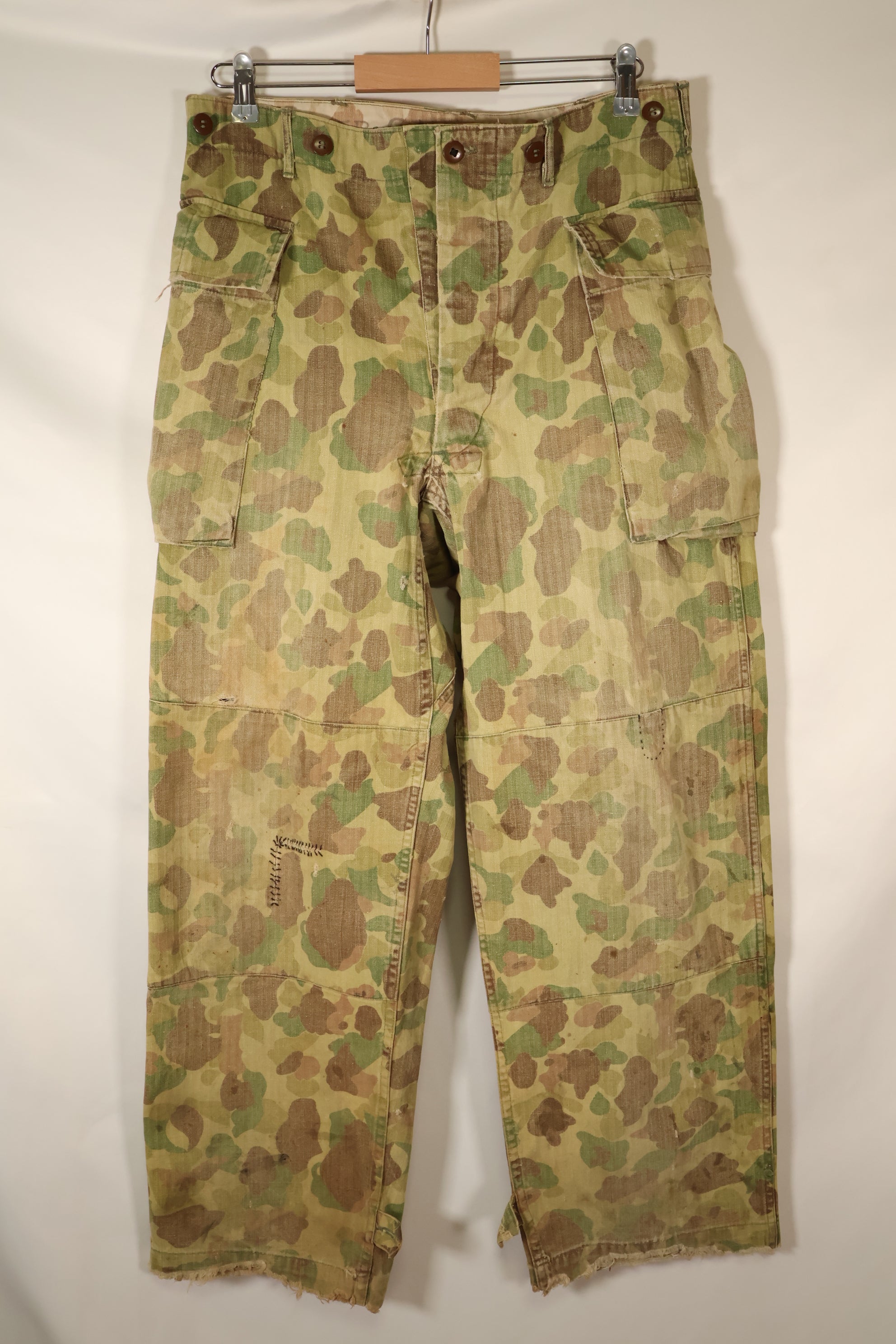 1940s W34 US Army Frogskin Camouflage HBT Pants Utility Pants Used