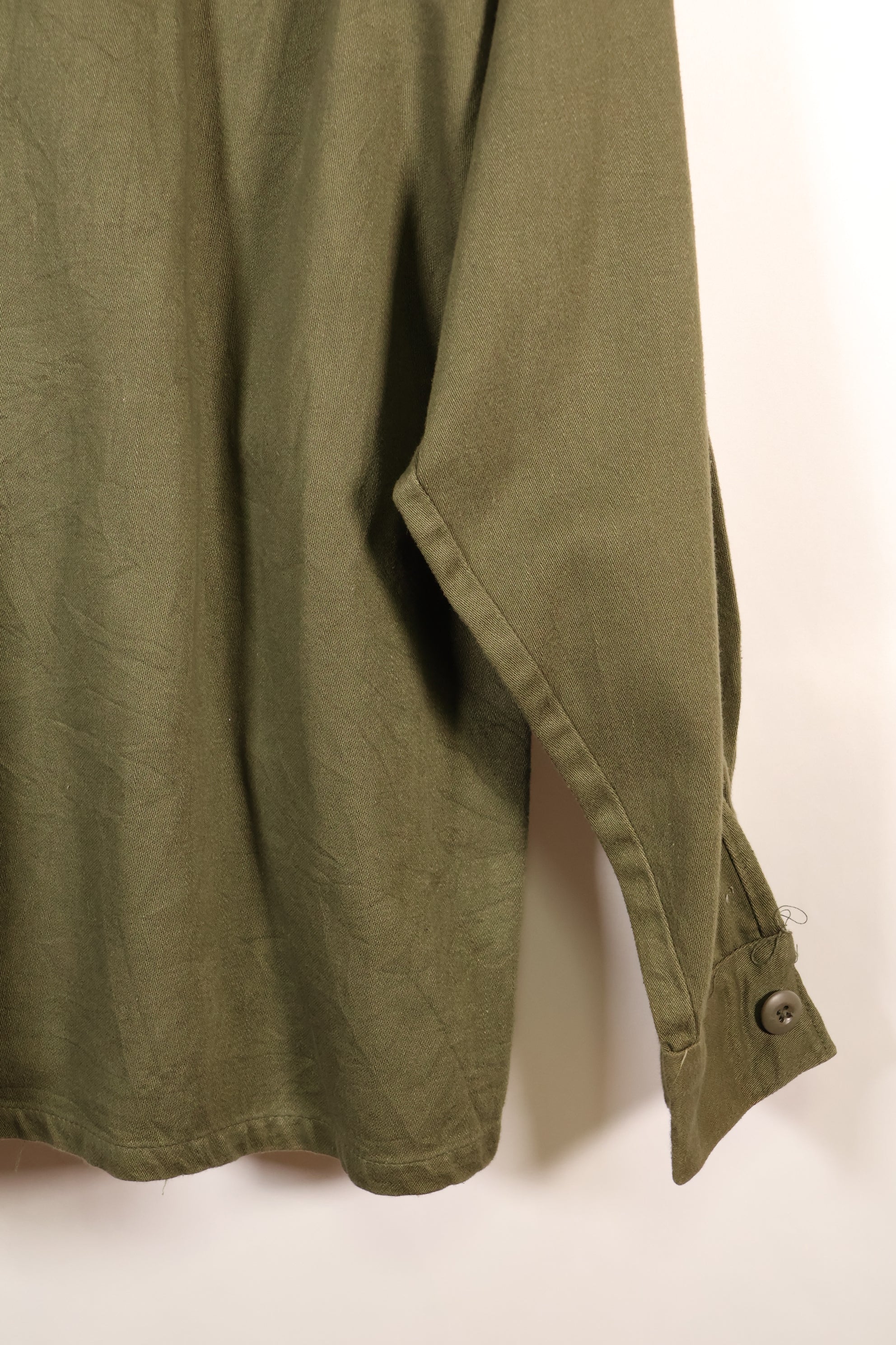 1960s, Estimated Size: MEDIUM, OG-107, Utility Shirt, Rare Cut, Retrofitted Patch, Used