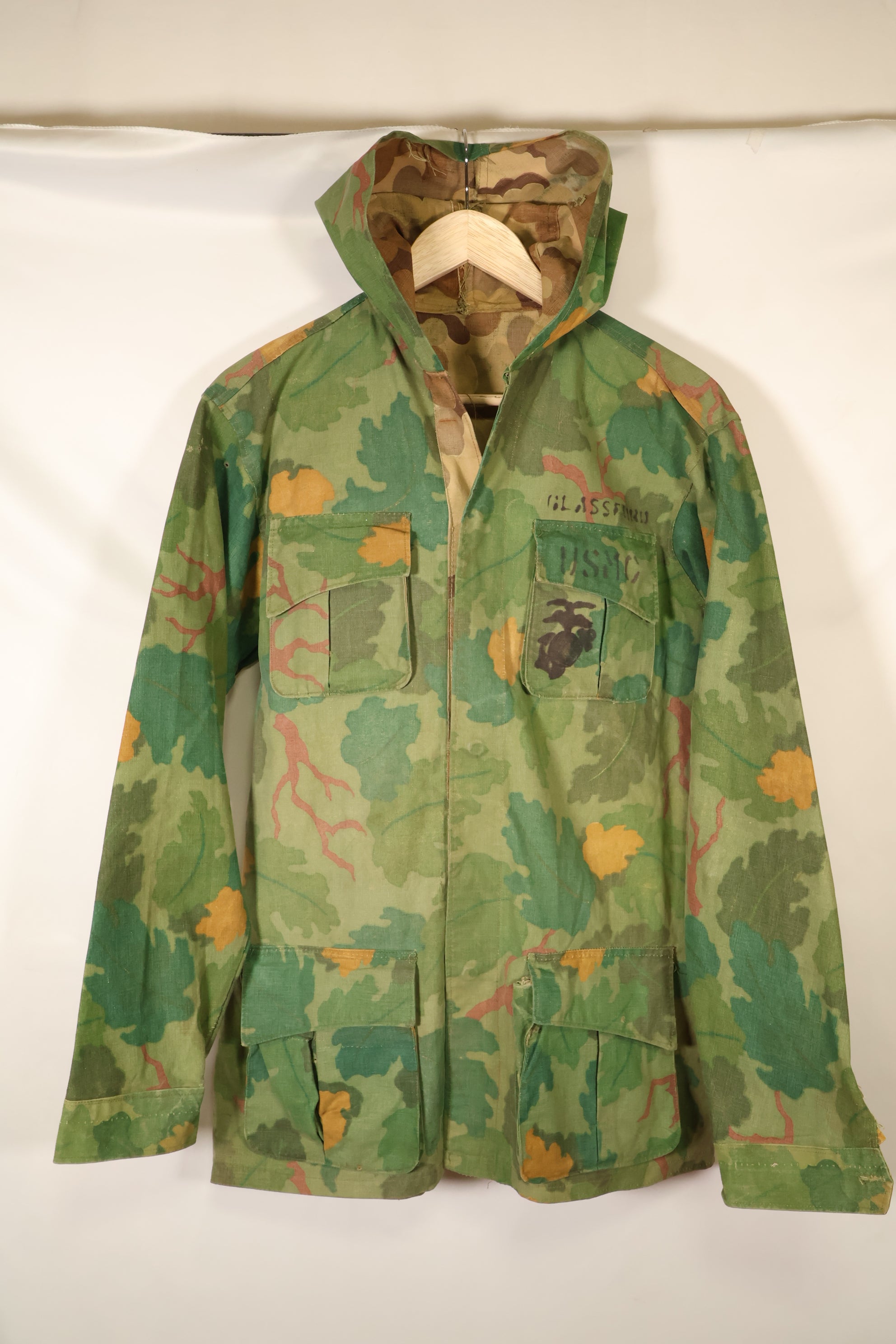 1960年代後半〜70年代　USMC　個人調達品　ミッチェルパターン　フード付フィールドジャケット　中古品