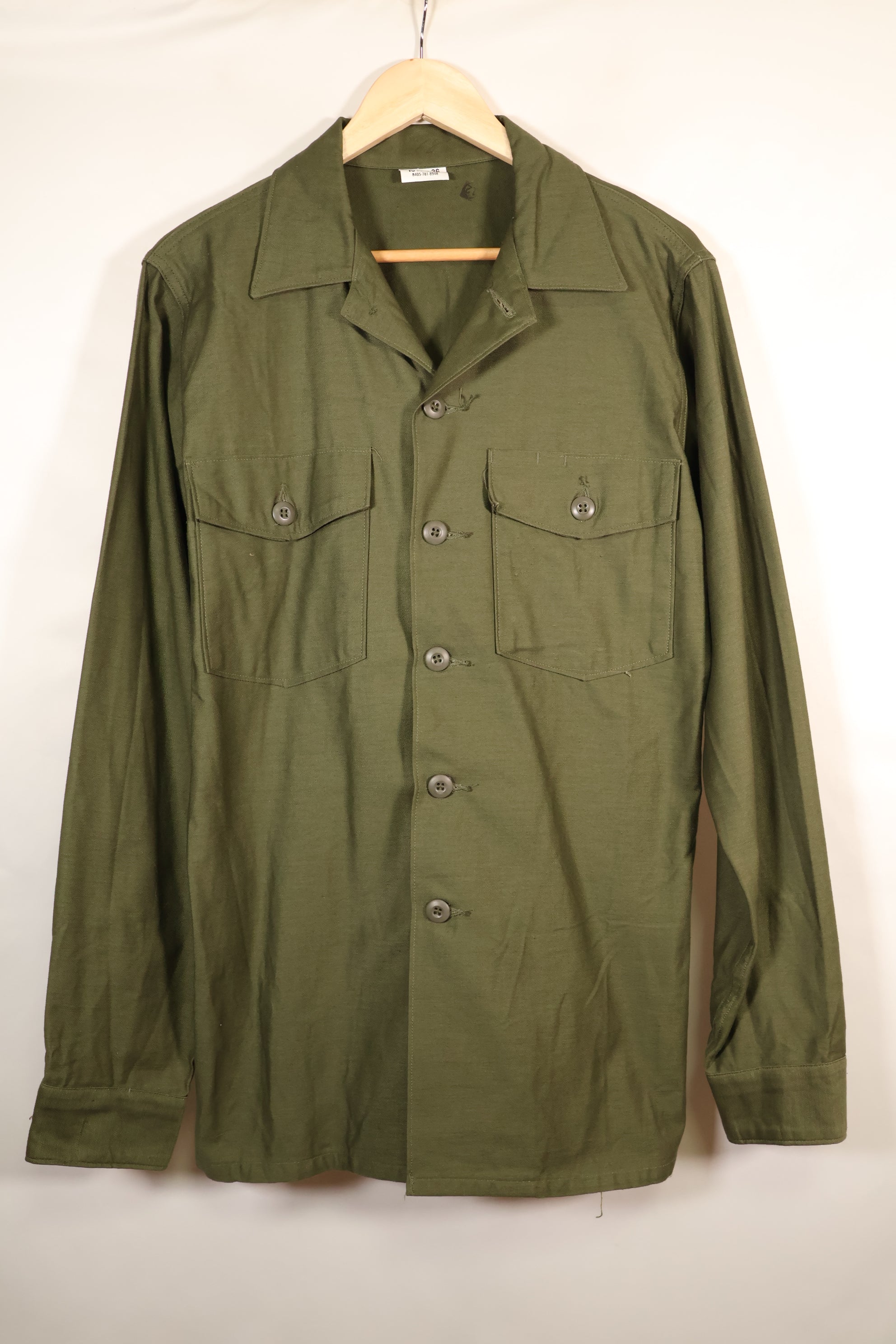 Mid-1960s, 16 1/2 x 36, U.S. Army, OG-107 Utility Shirt, Almost Unused