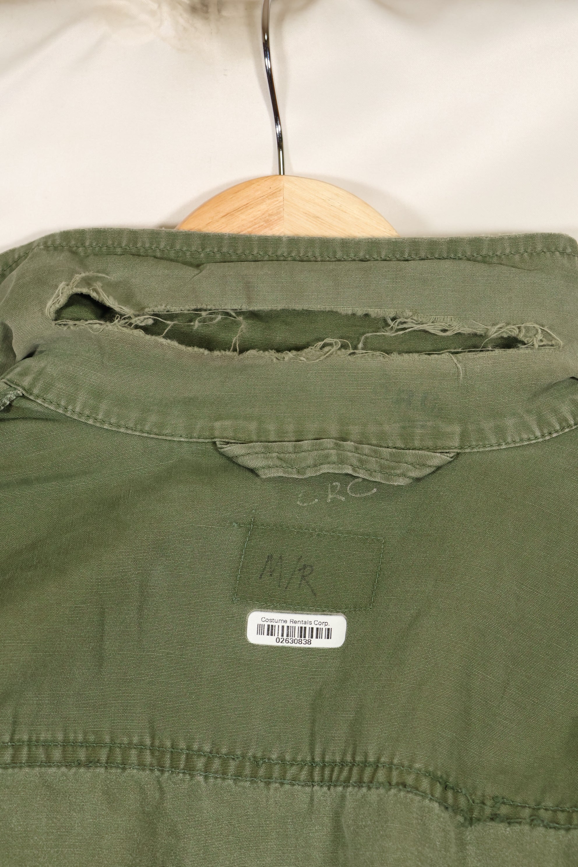 circa 1967-68 size unknown 3rd model jungle fatigues jacket, used, released by a movie company.