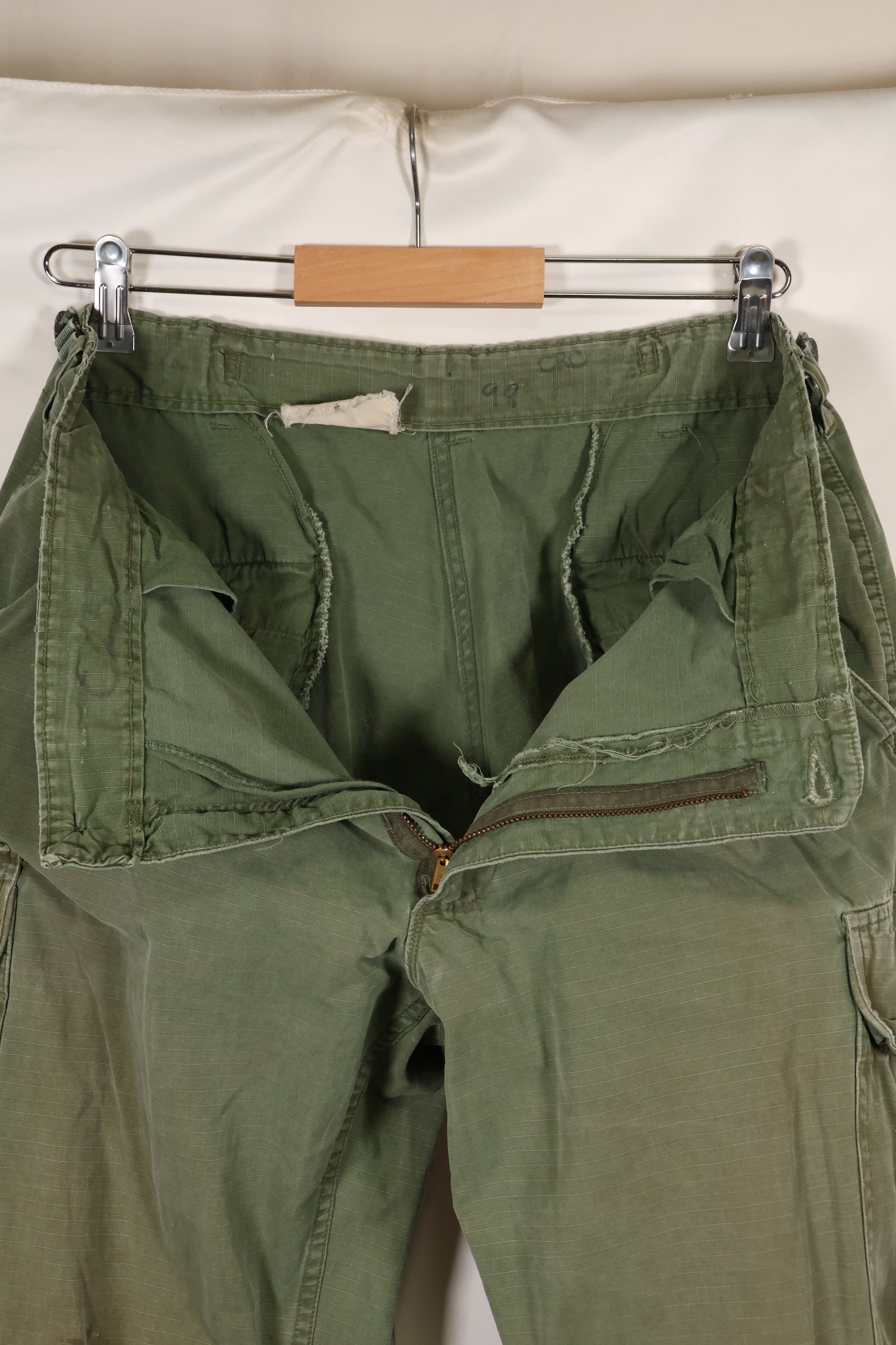 Circa 1967-68 M-S size 4th Model Jungle Fatigue pants, used, released by a movie company.