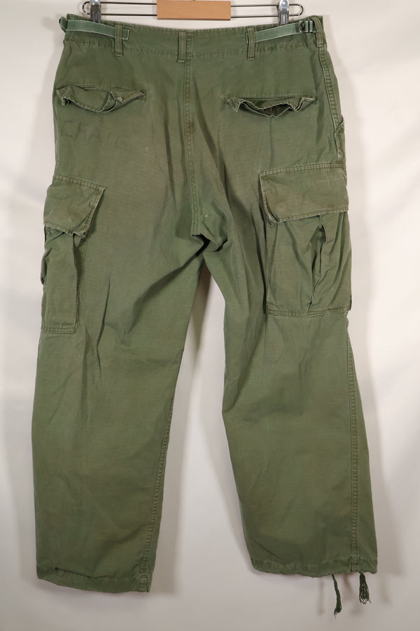 Circa 1967-68 M-S size 4th Model Jungle Fatigue pants, used, released by a movie company.