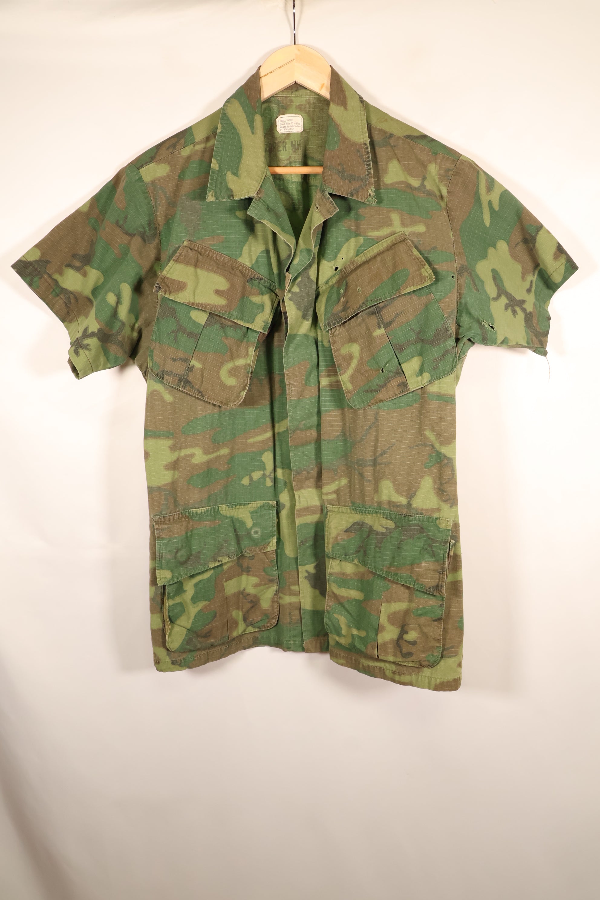 1969 Contract, S-S, ERDL Green Leaf Camo, Jungle Fatigue Jacket, Short-Sleeve Custom, Used