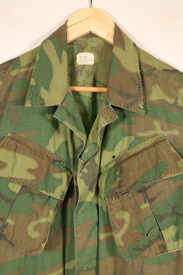 1969 Contract, S-S, ERDL Green Leaf Camo, Jungle Fatigue Jacket, Short-Sleeve Custom, Used