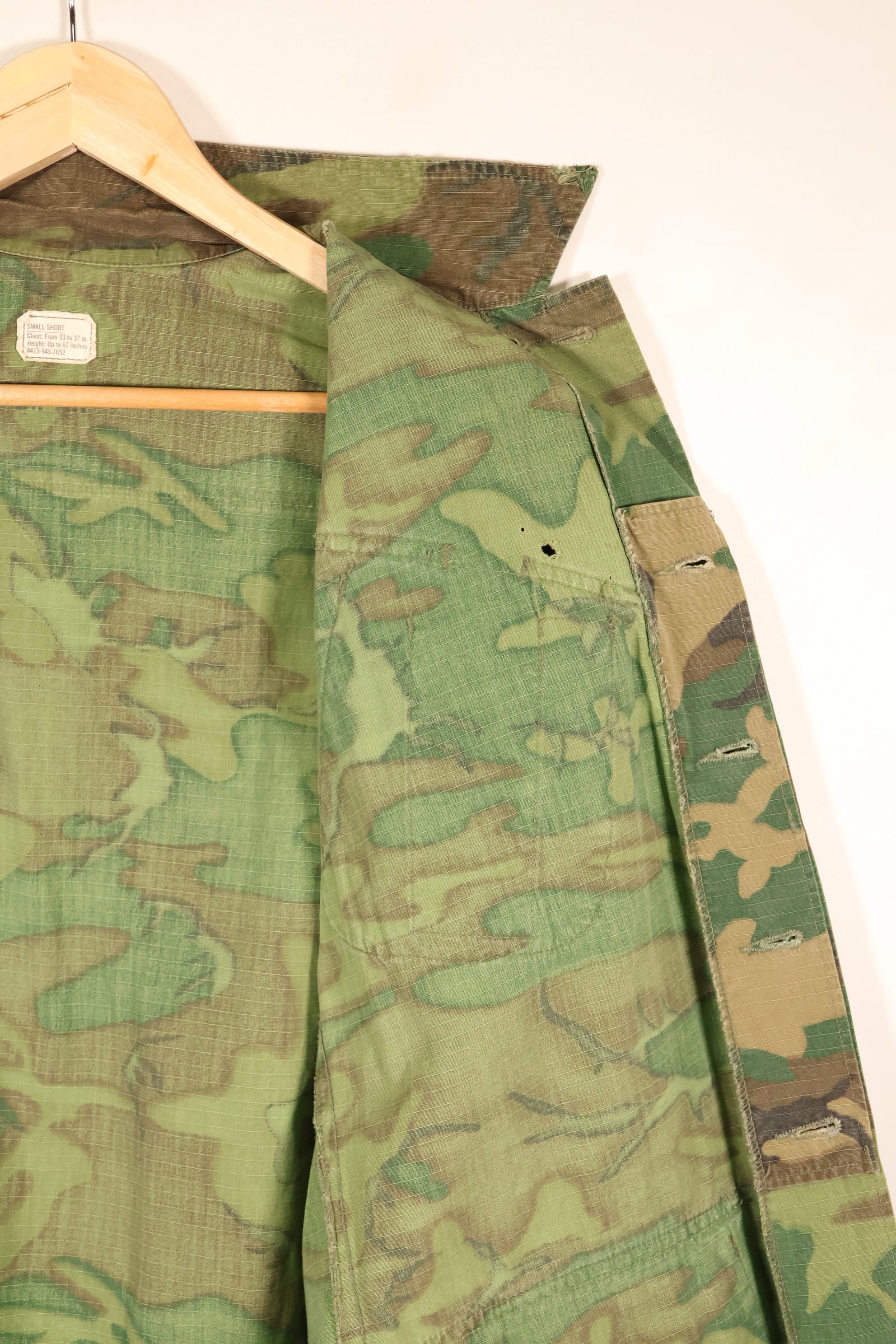 1969 Contract, S-S, ERDL Green Leaf Camo, Jungle Fatigue Jacket, Short-Sleeve Custom, Used