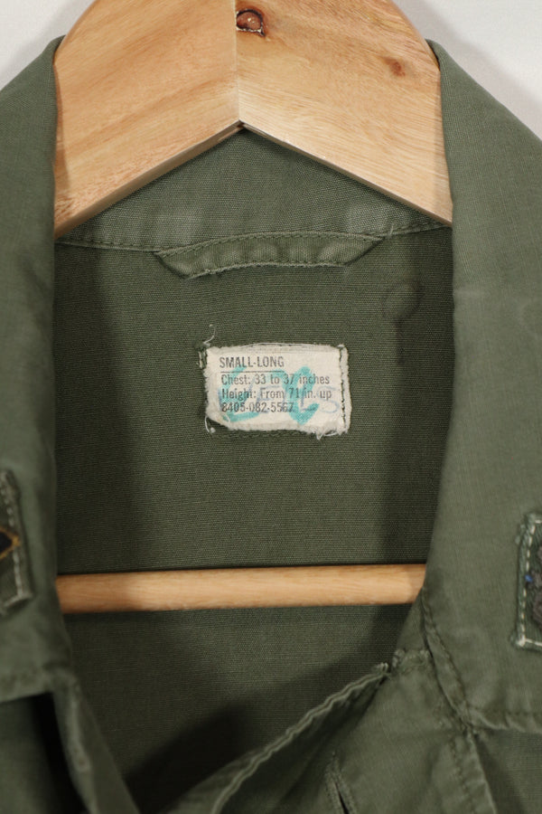 Real 2nd Model Jungle Fatigue Jacket, MACV affiliation, first patch attached, used.