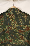 Estimated 1970s tie tiger stripe pattern safari shirt, used.