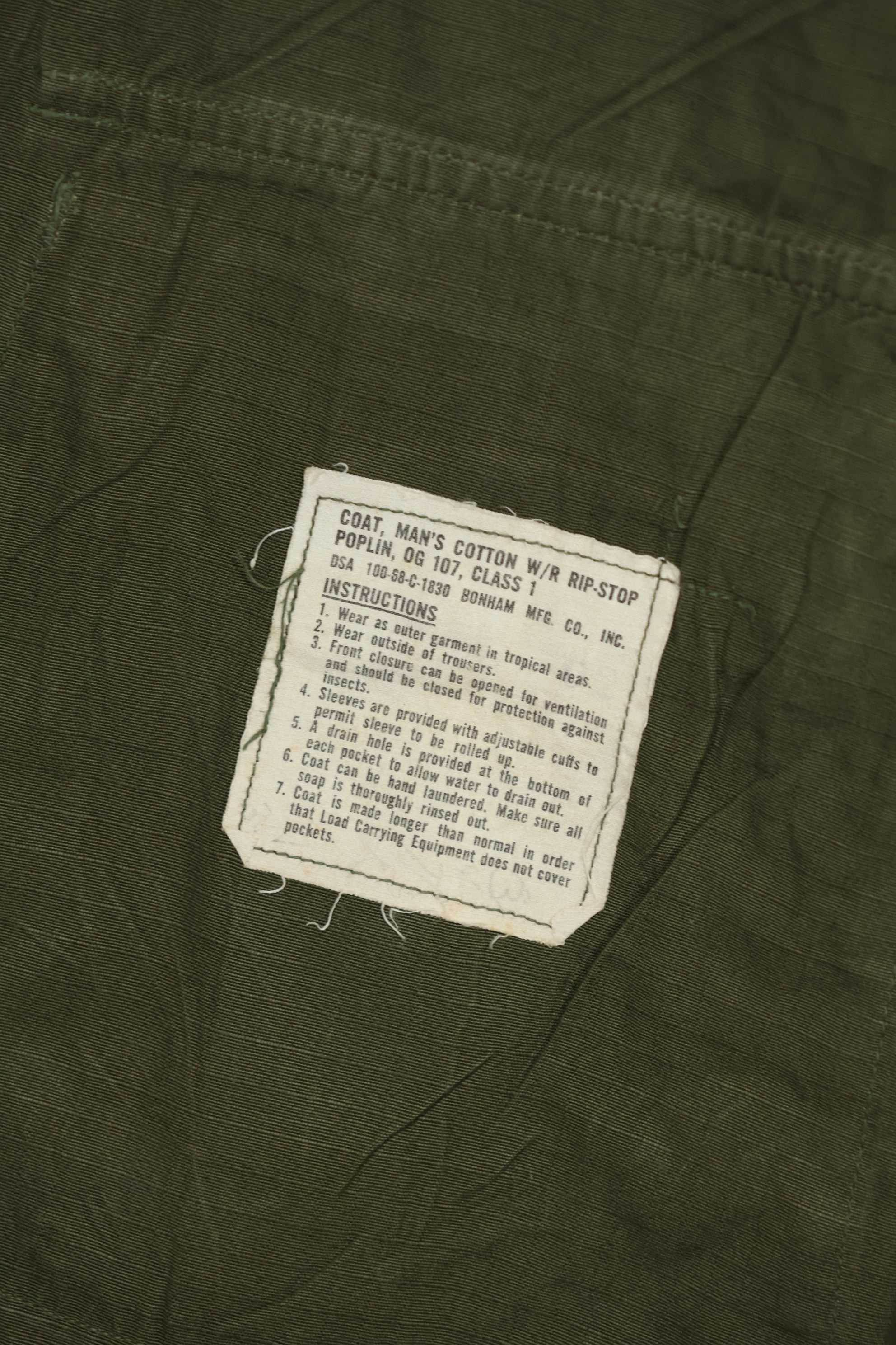 1968 Contract 4th Model Ripstop Jungle Fatigue L-L USAF Petty Officer Used