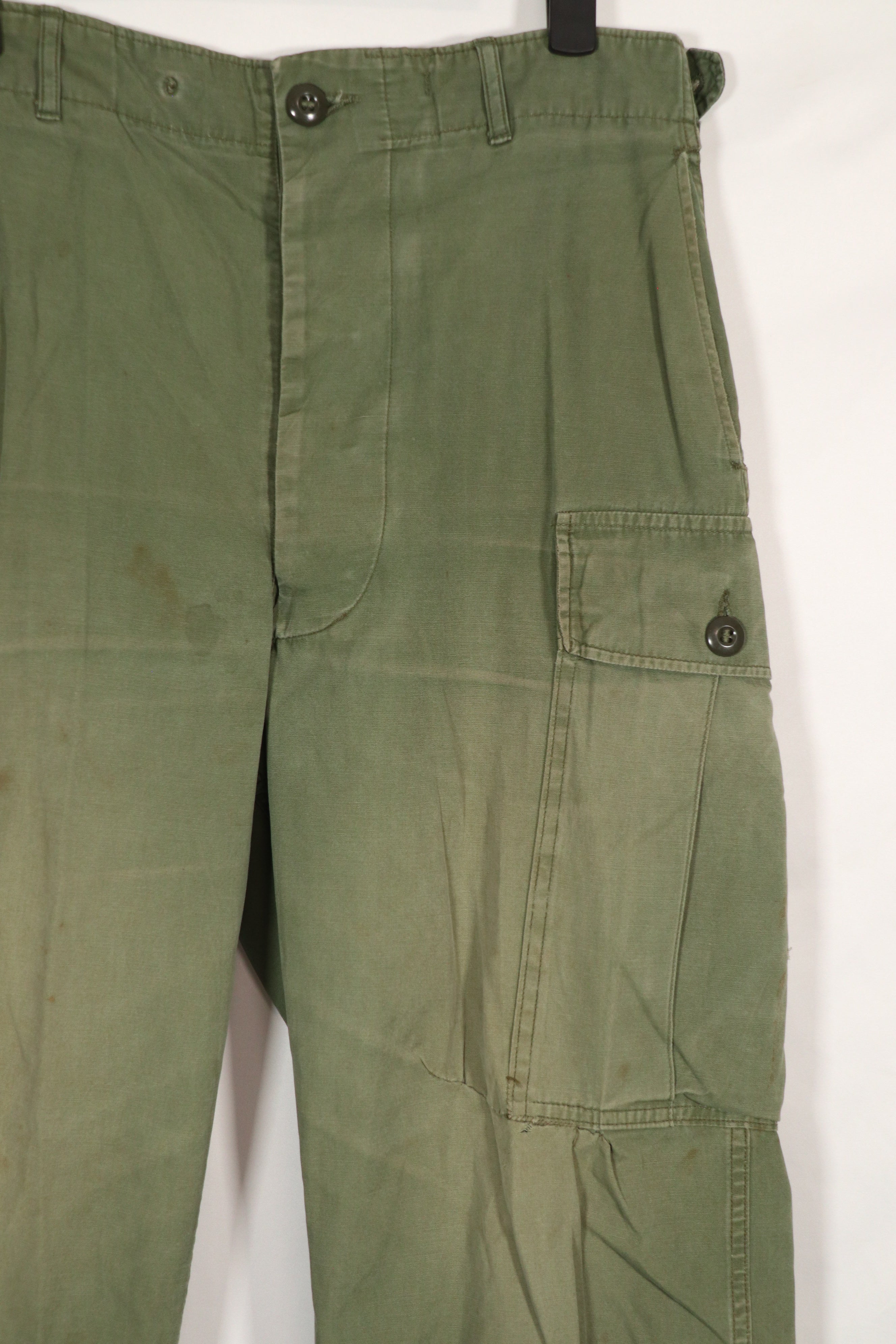 Real 1963 1st Model Jungle Fatigue Pants with leg ties, used.