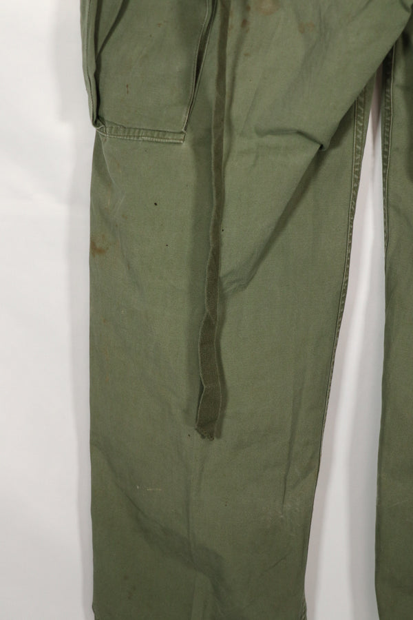 Real 1963 1st Model Jungle Fatigue Pants with leg ties, used.