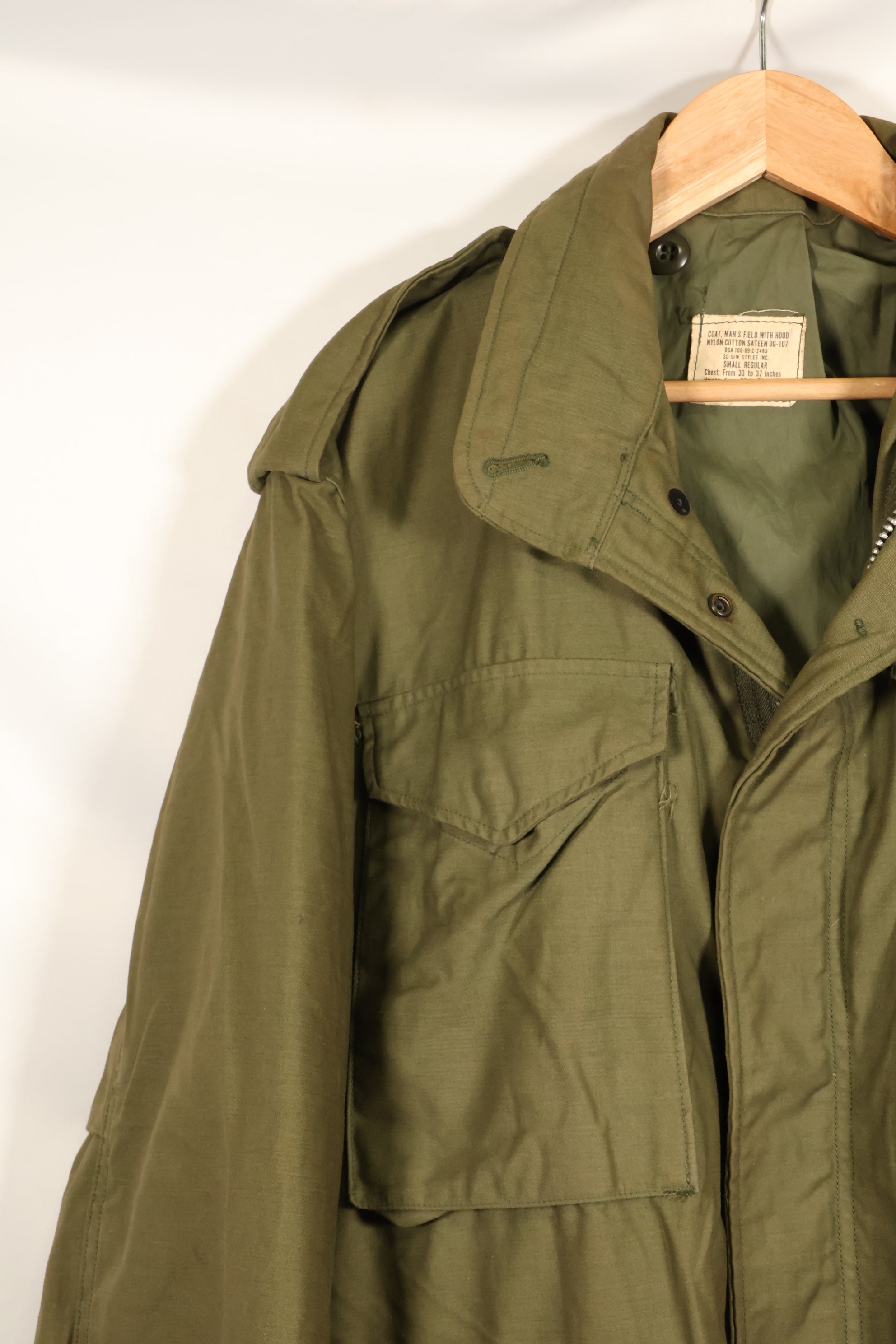 1969 Contract, S-R, 2nd Model, U.S. Army M65 Field Jacket, Good Condition, Used