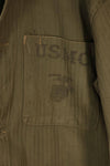 Real 1940s USMC M41 HBT Utility Jacket, US Marine Corps, missing pocket.