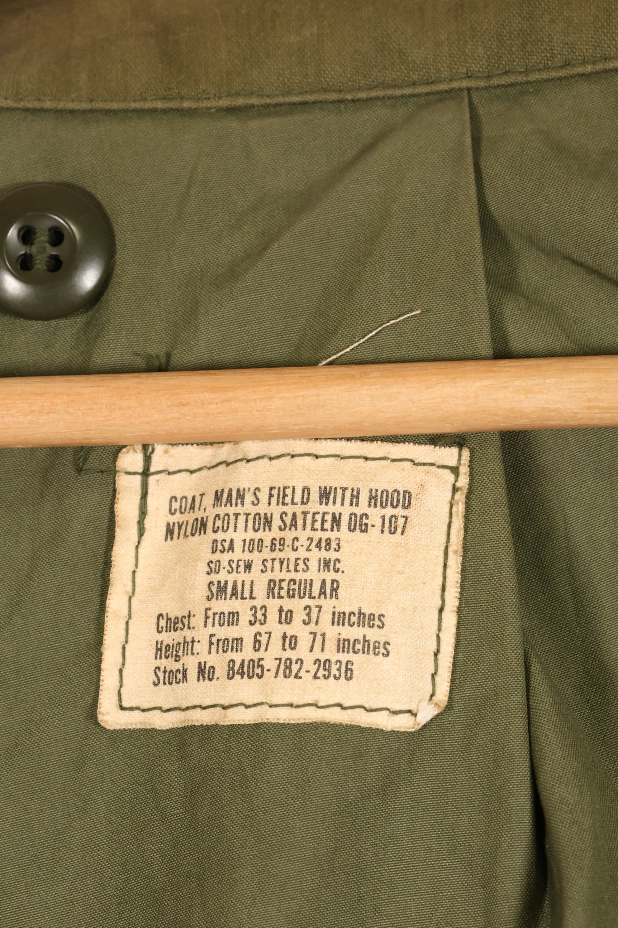 1969 Contract, S-R, 2nd Model, U.S. Army M65 Field Jacket, Good Condition, Used