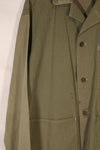 Real 1940s U.S. Marine Corps USMC M41 HBT utility jacket, faded, stained.