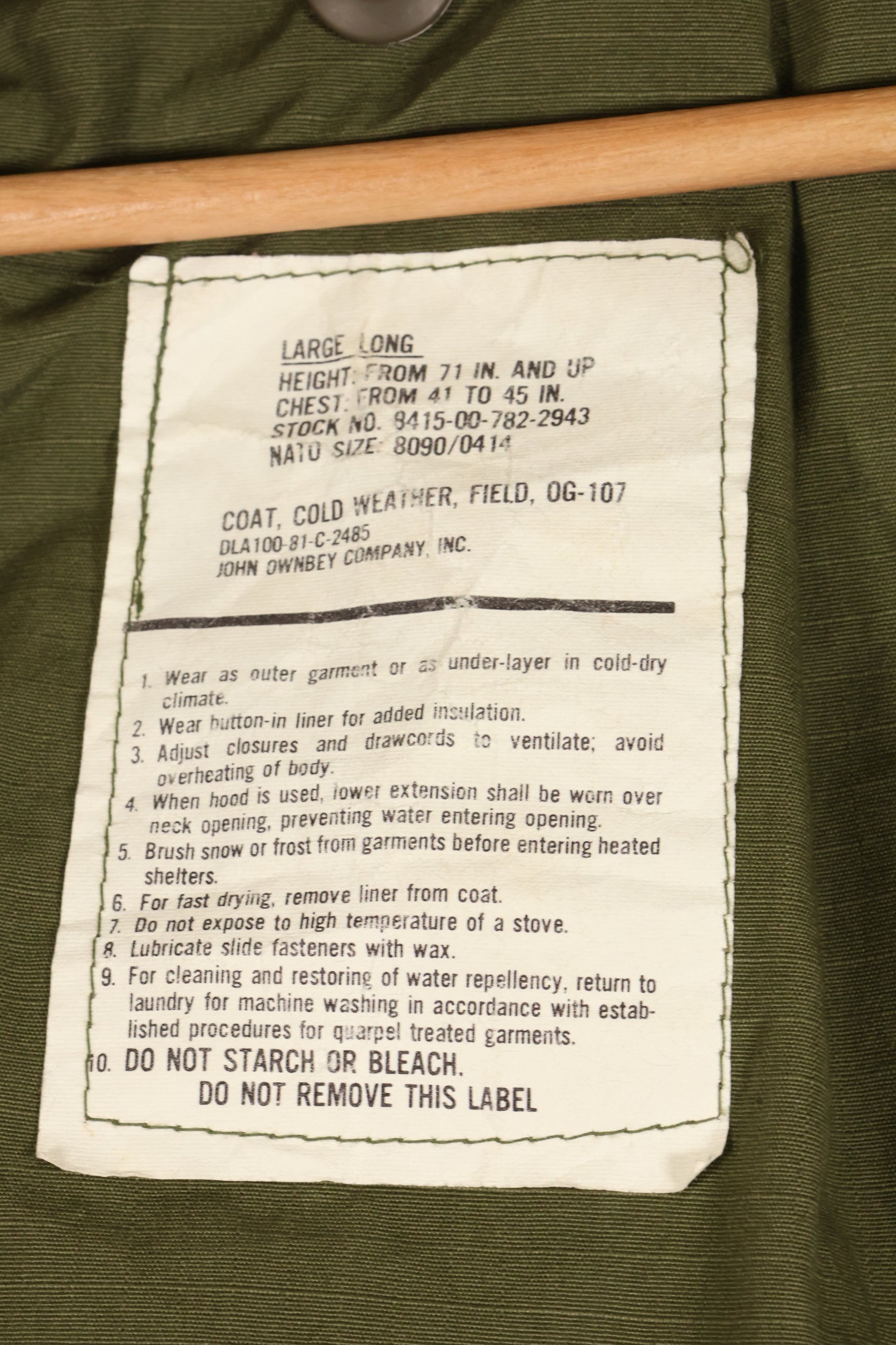 1981 Contract L-L M65 Field Jacket, Good Condition, Used