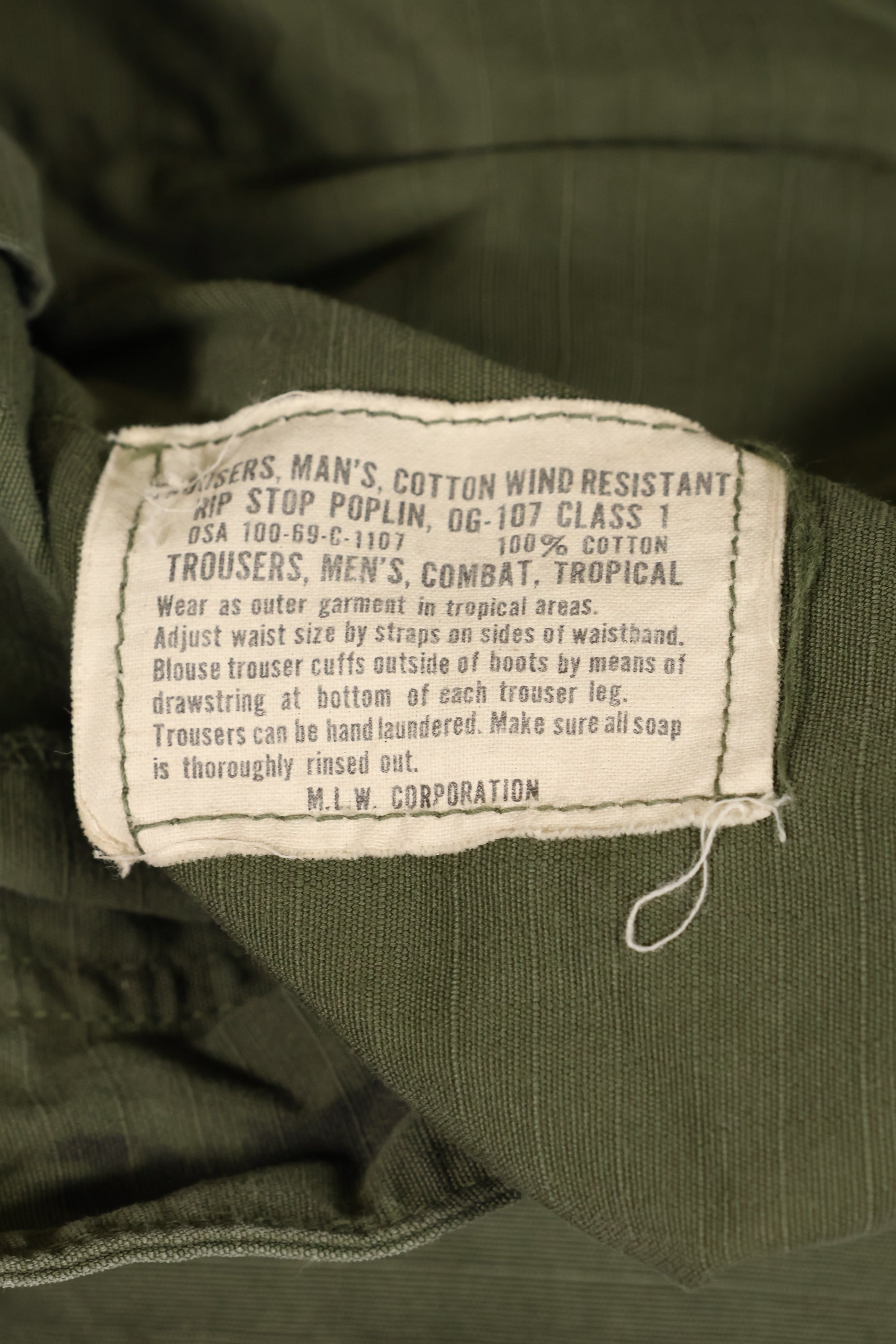 Circa 1969 XS-S size 4th Model Jungle Fatigue pants, used, released by film company