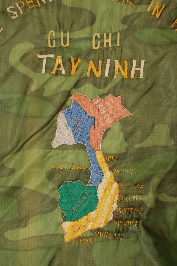 Real U.S. Army Poncho Liner Tour Jacket 1970-1971 TAY NINH CU CHI