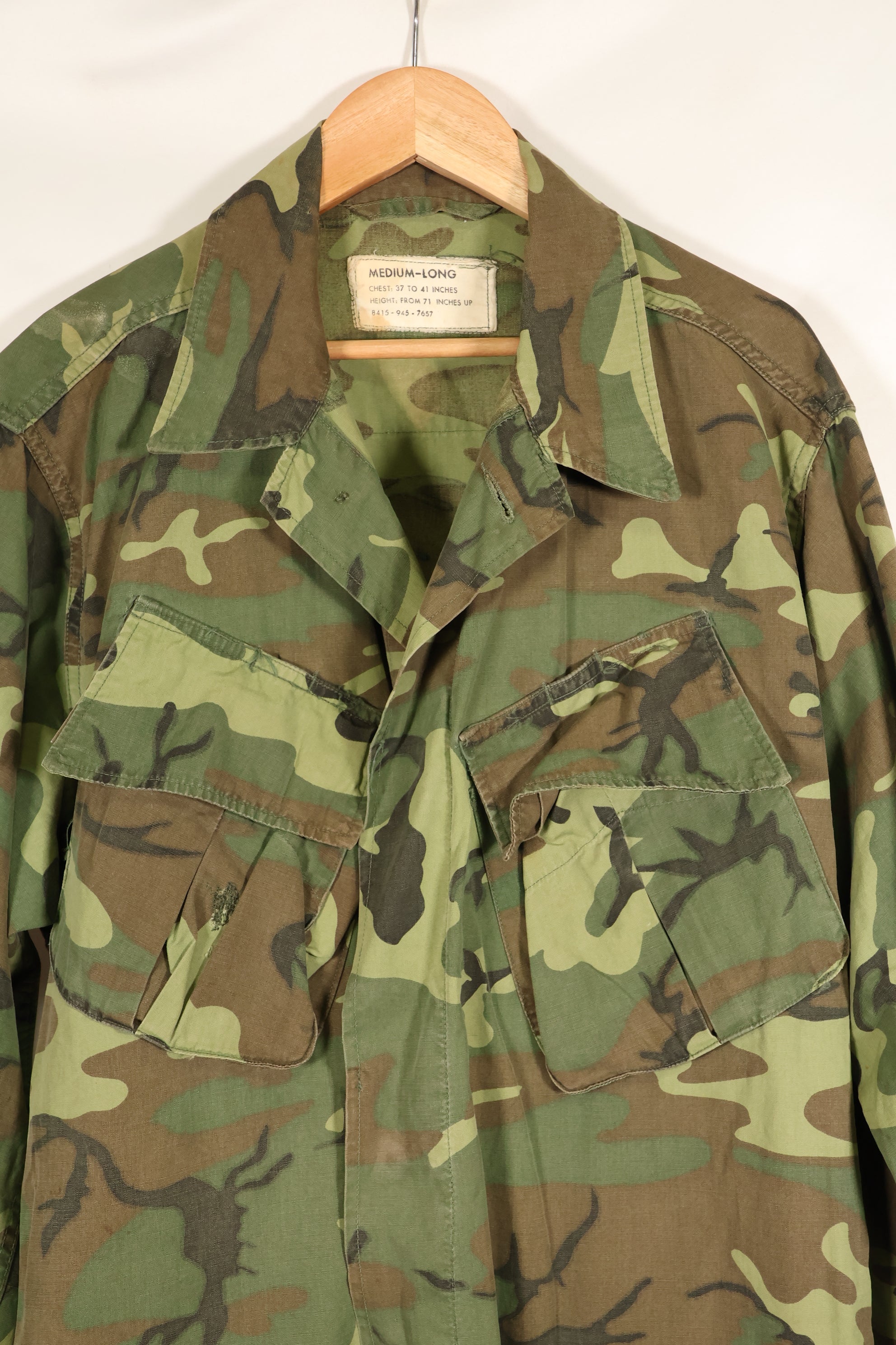 Circa 1967, M-L, ERDL, non-ripstop, early print, jungle fatigues jacket, used
