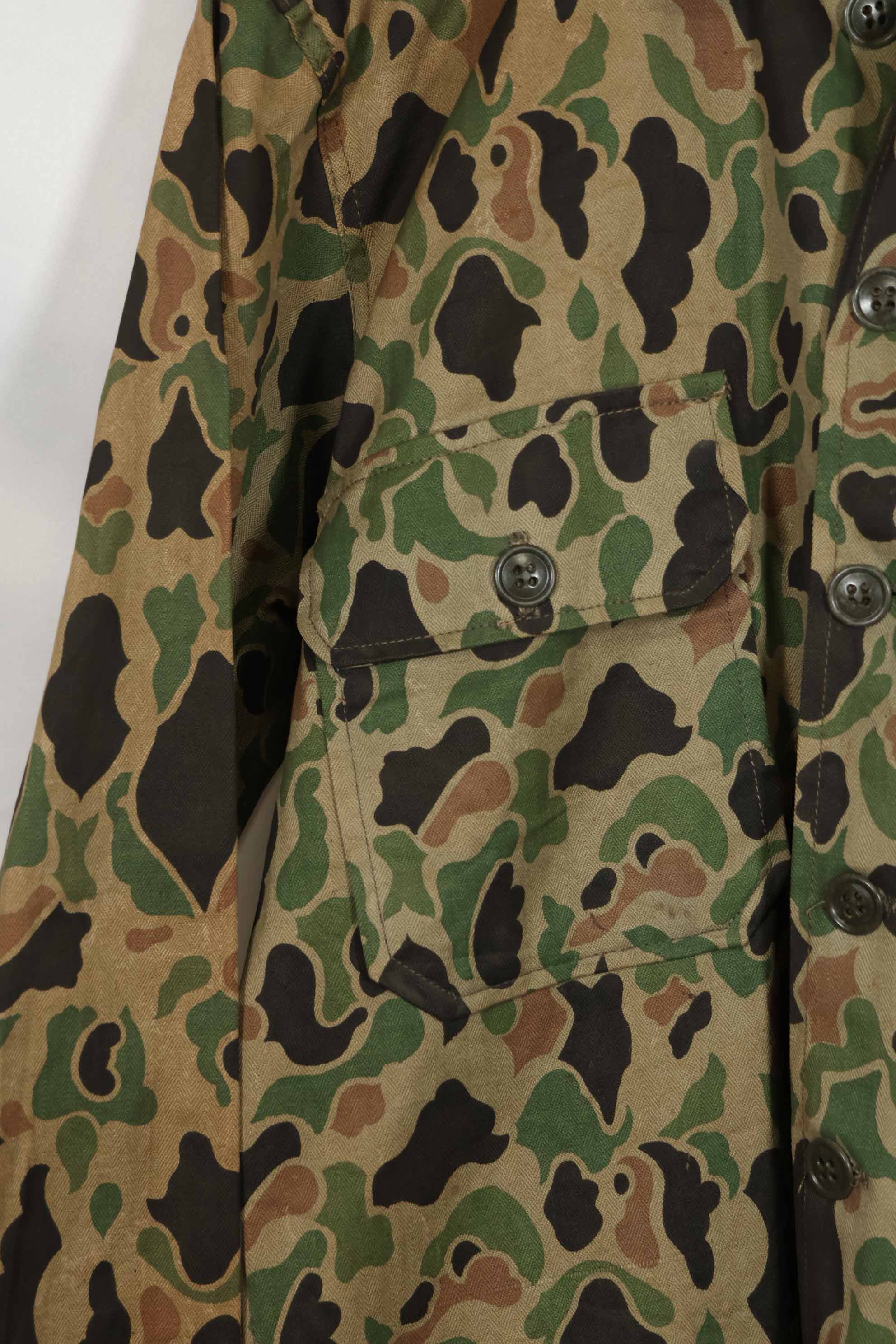 1980's Korean Army Frogskin Camouflage HBT Shirt Used D