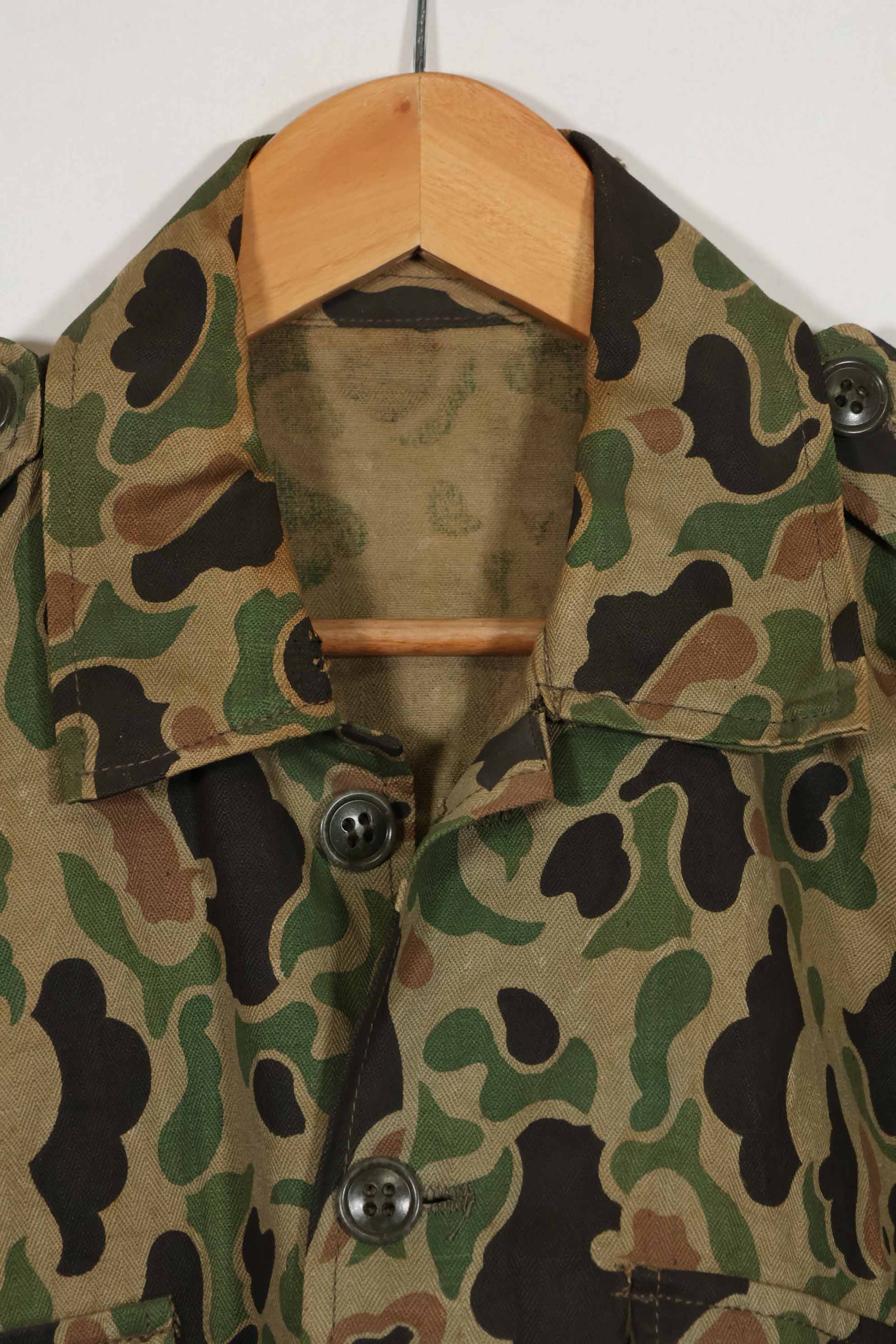 1980's Korean Army Frogskin Camouflage HBT Shirt Used D