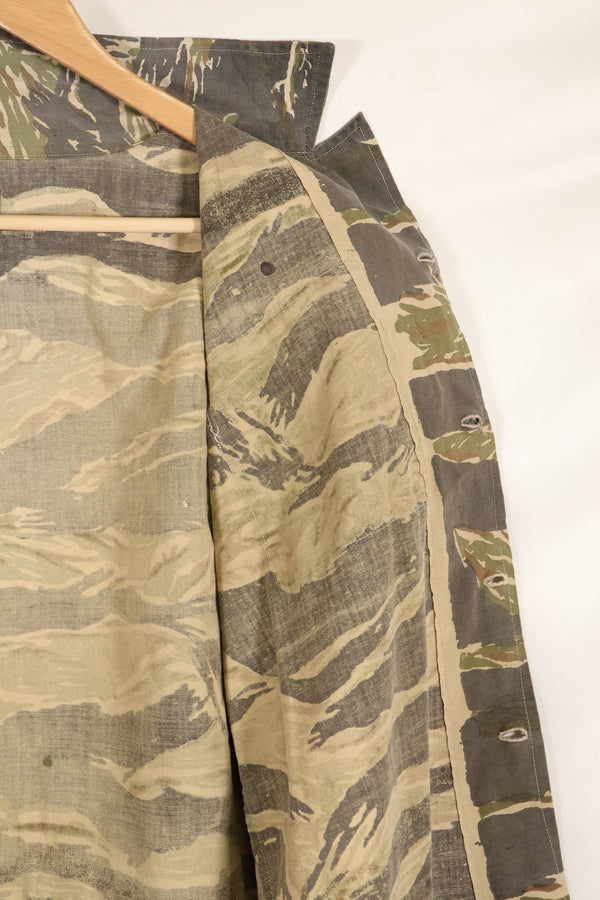 Estimated 1970s locally made tiger stripe short sleeve shirt, used.