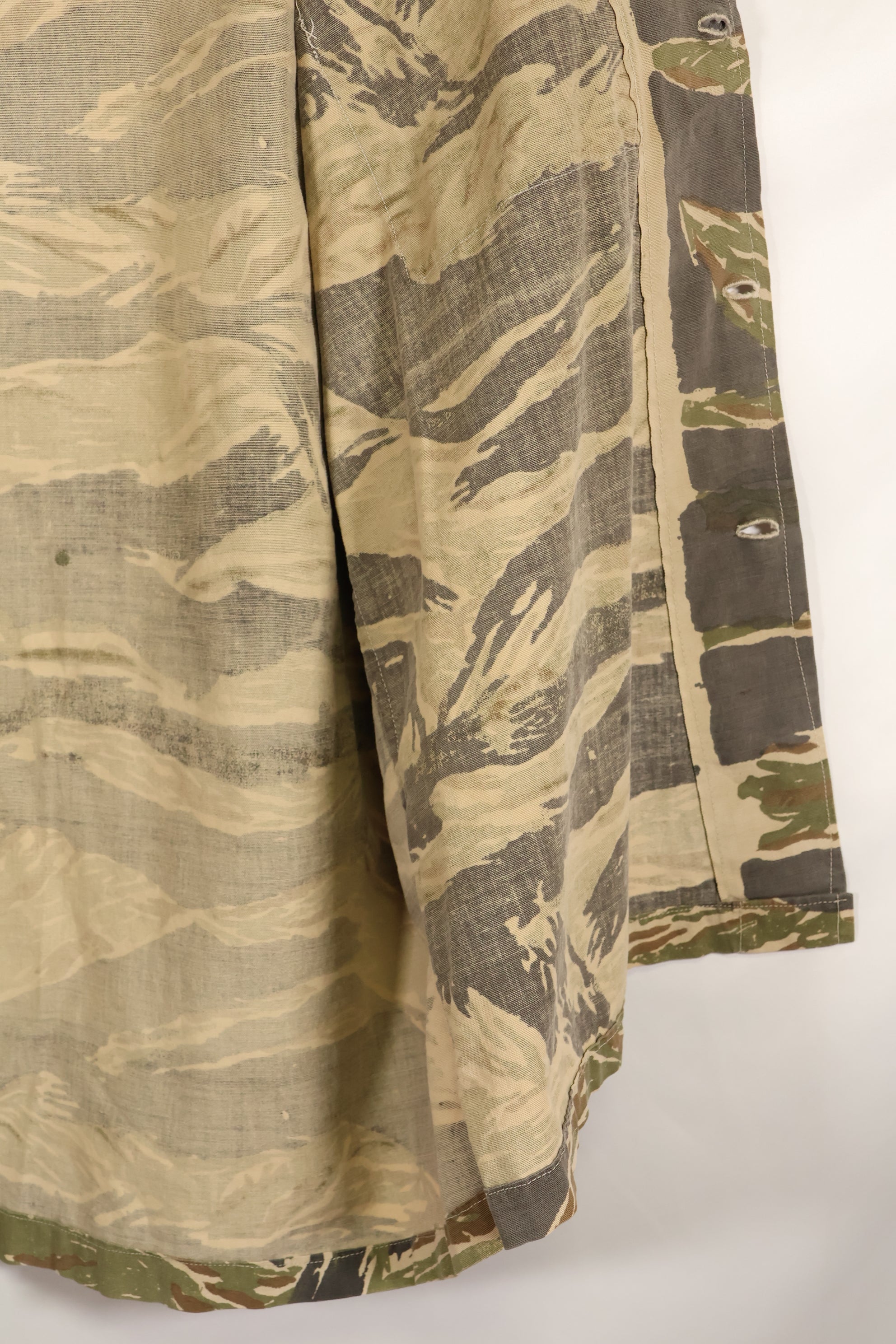 Estimated 1970s locally made tiger stripe short sleeve shirt, used.