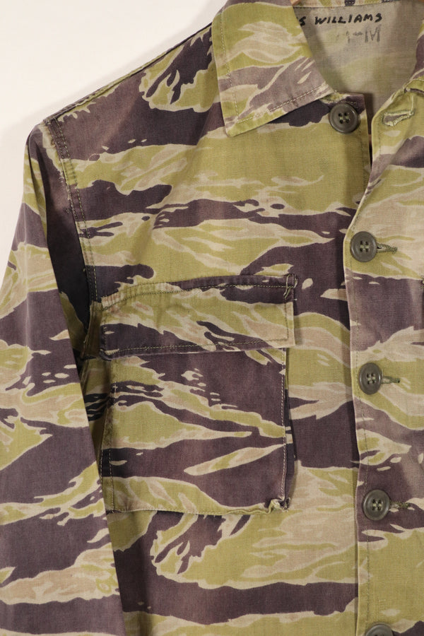 Real heavyweight fabric late war pattern tiger stripe shirt, used.